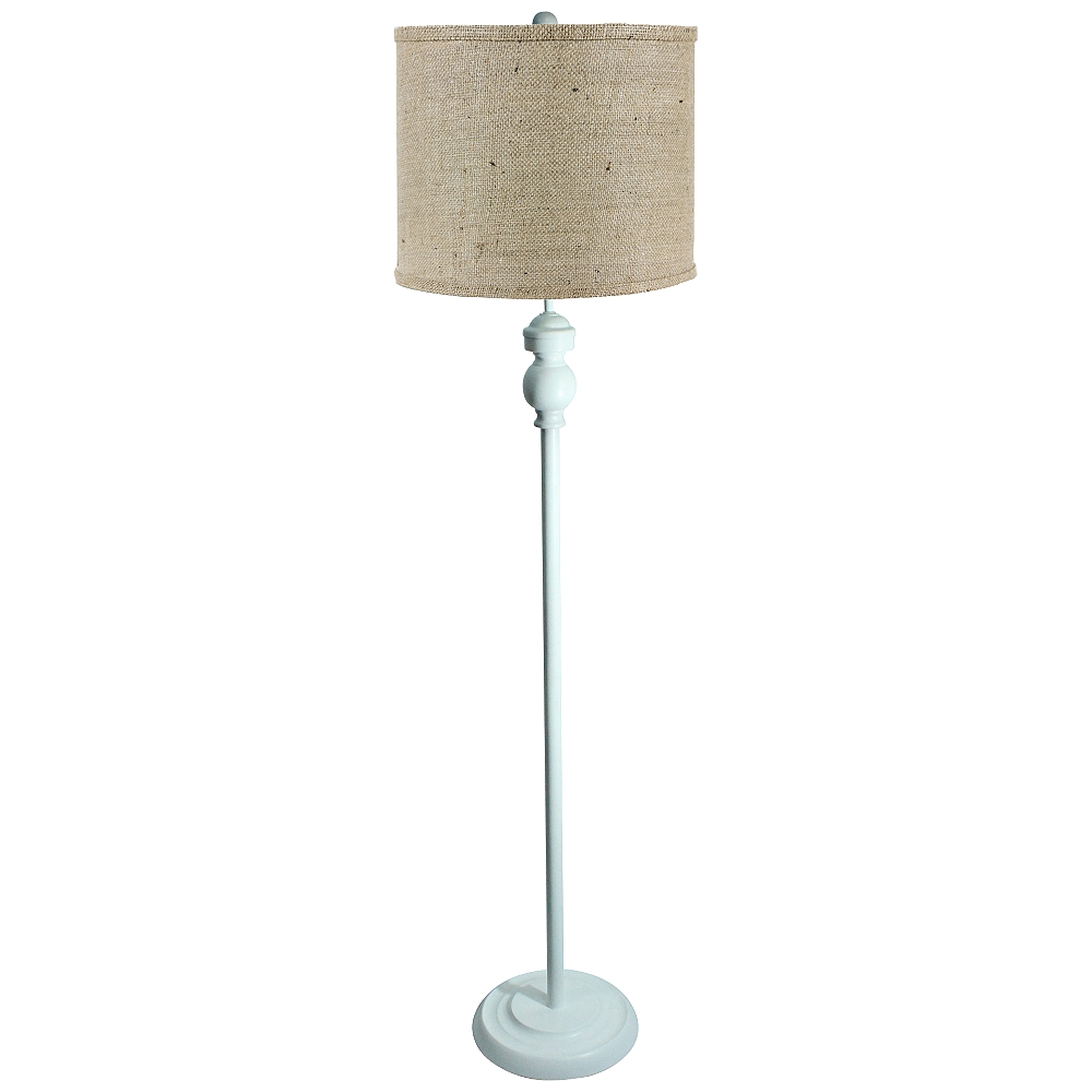 Bridgeport White Floor Lamp with Natural Burlap Shade - Style # 72X18 - Lamps Plus