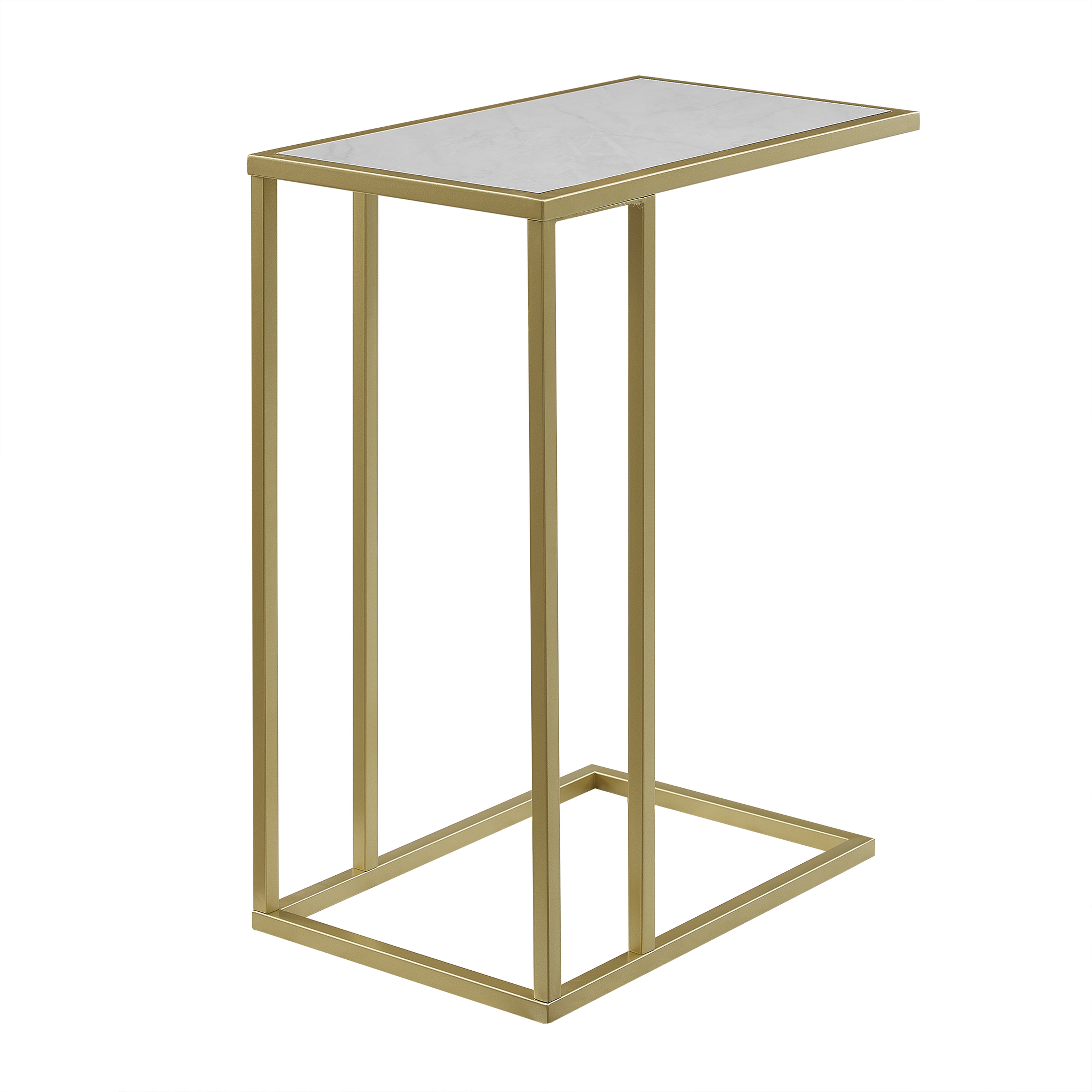 Modern End C Table - Faux White Marble/Gold - Walker Edison