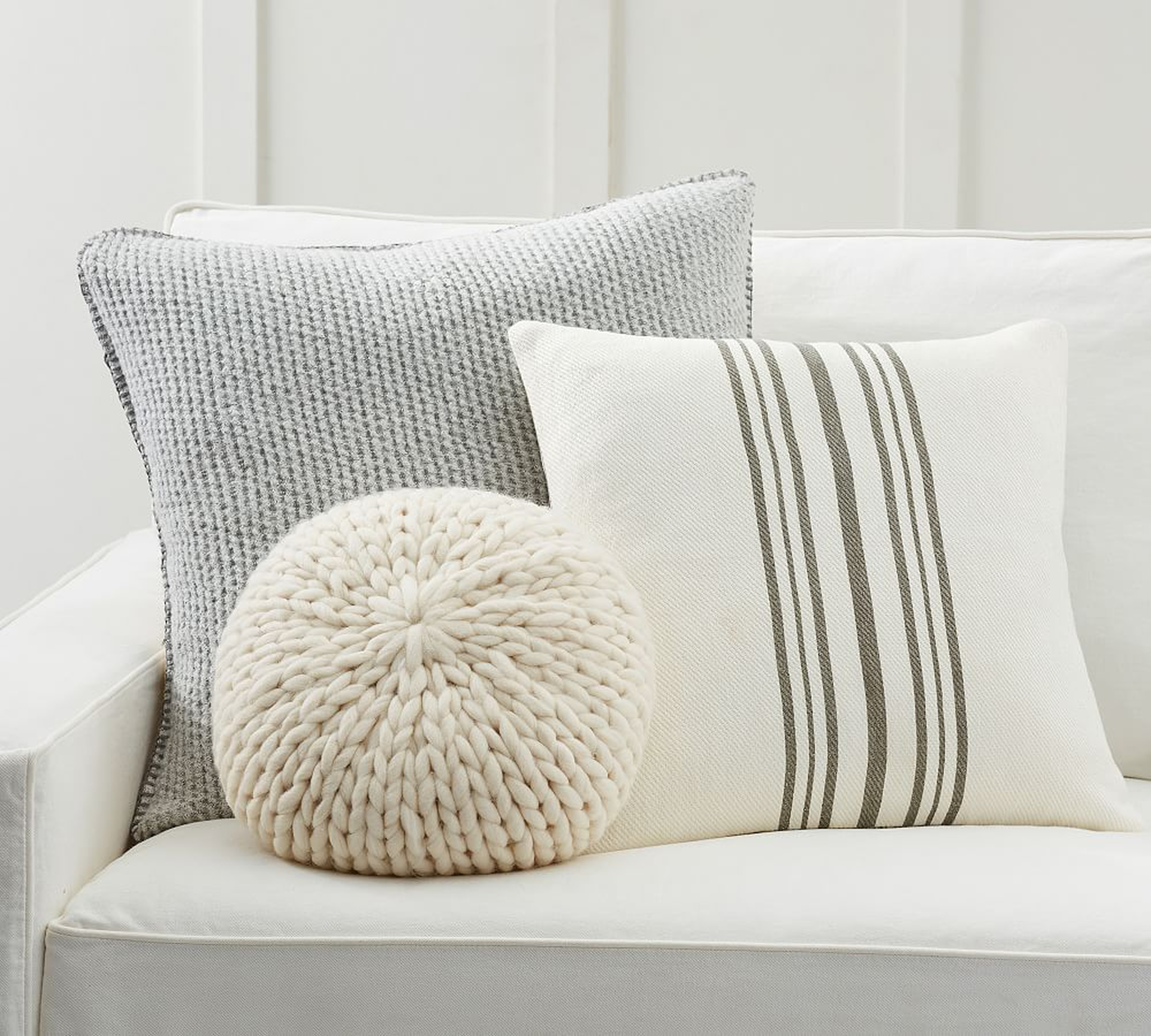 Modern Stripe Gray Pillow Cover Set - Pottery Barn