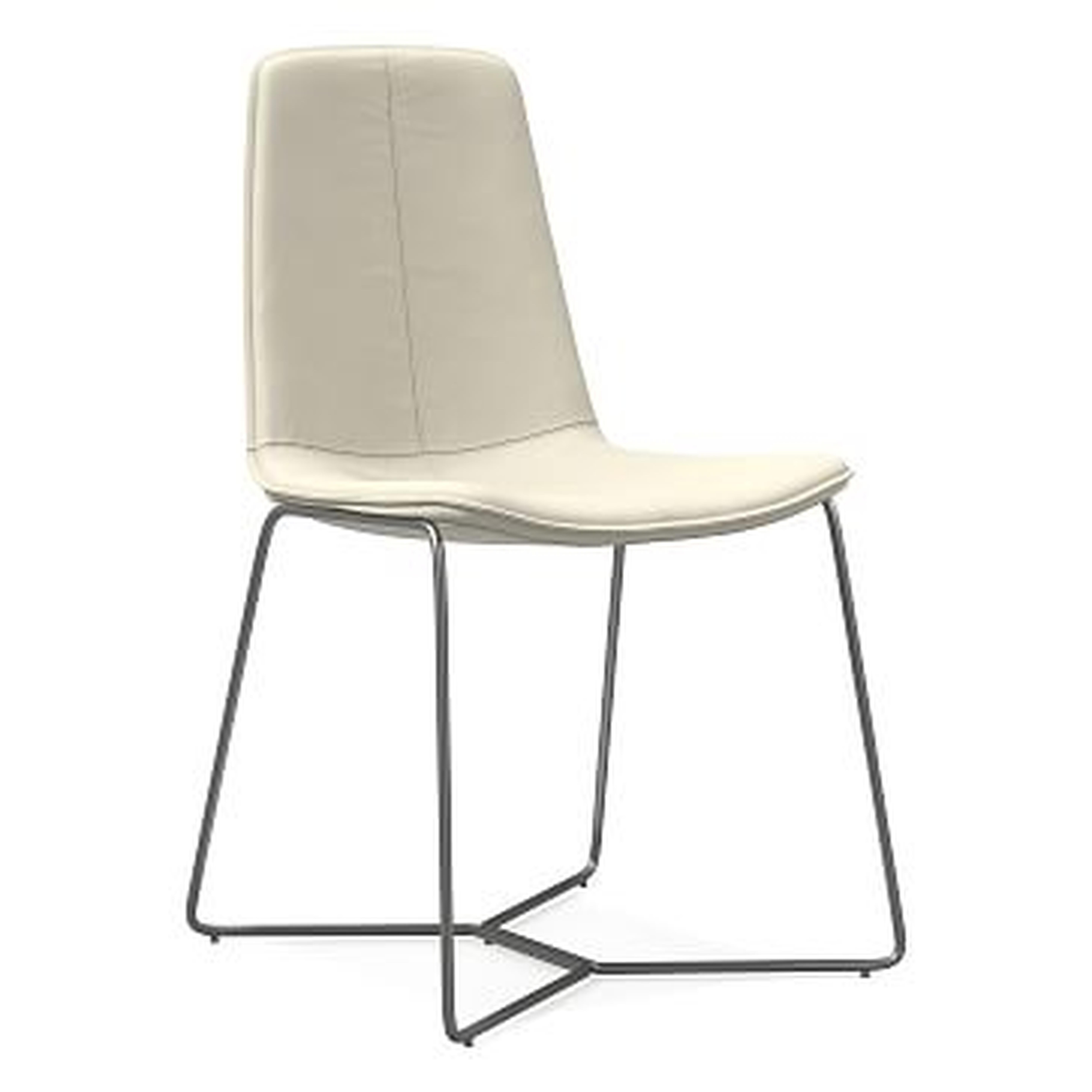 Slope Dining Chair, Vegan Leather, Snow, Charcoal - West Elm