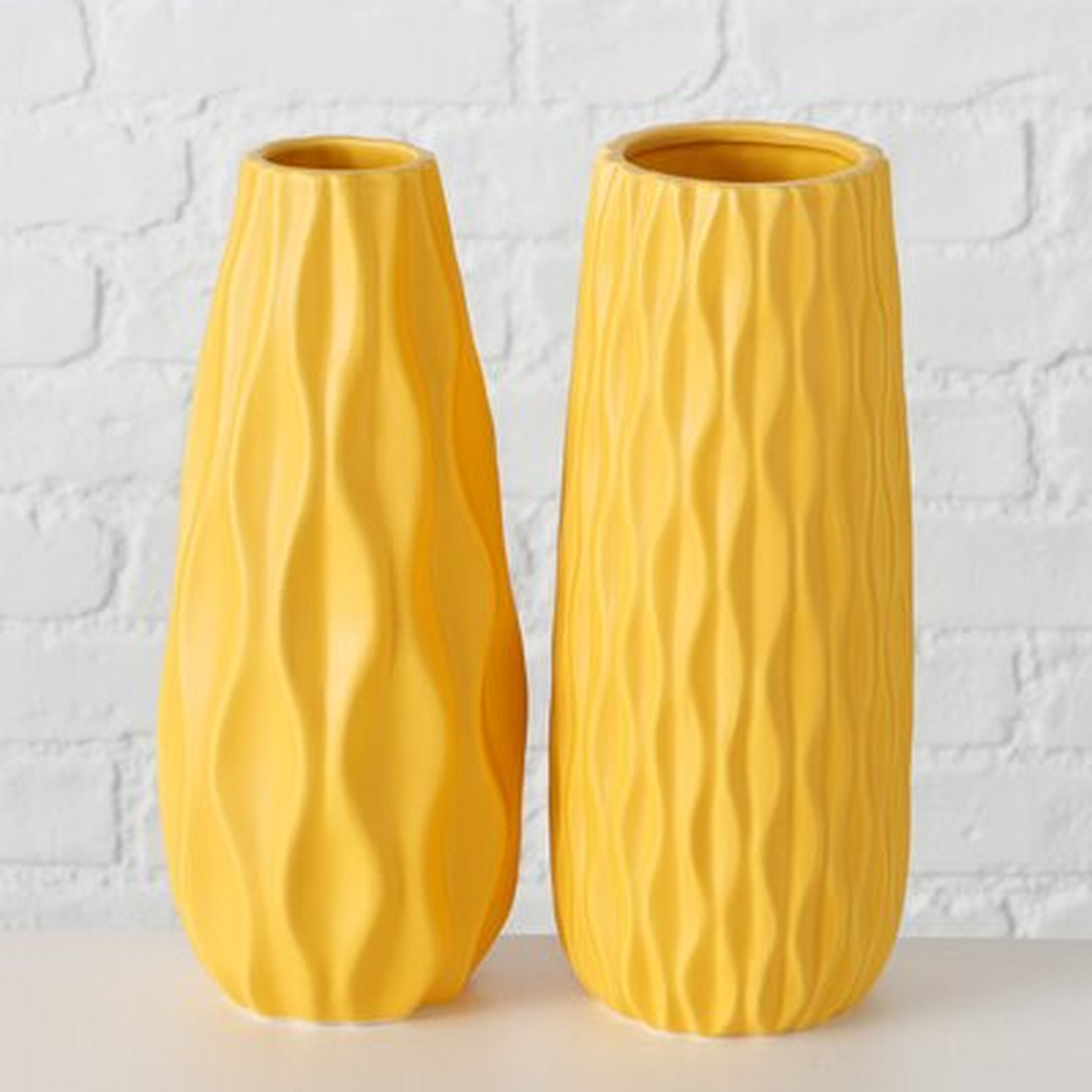 2 Piece Colletta Yellow Stoneware Table Vase Set - Wayfair