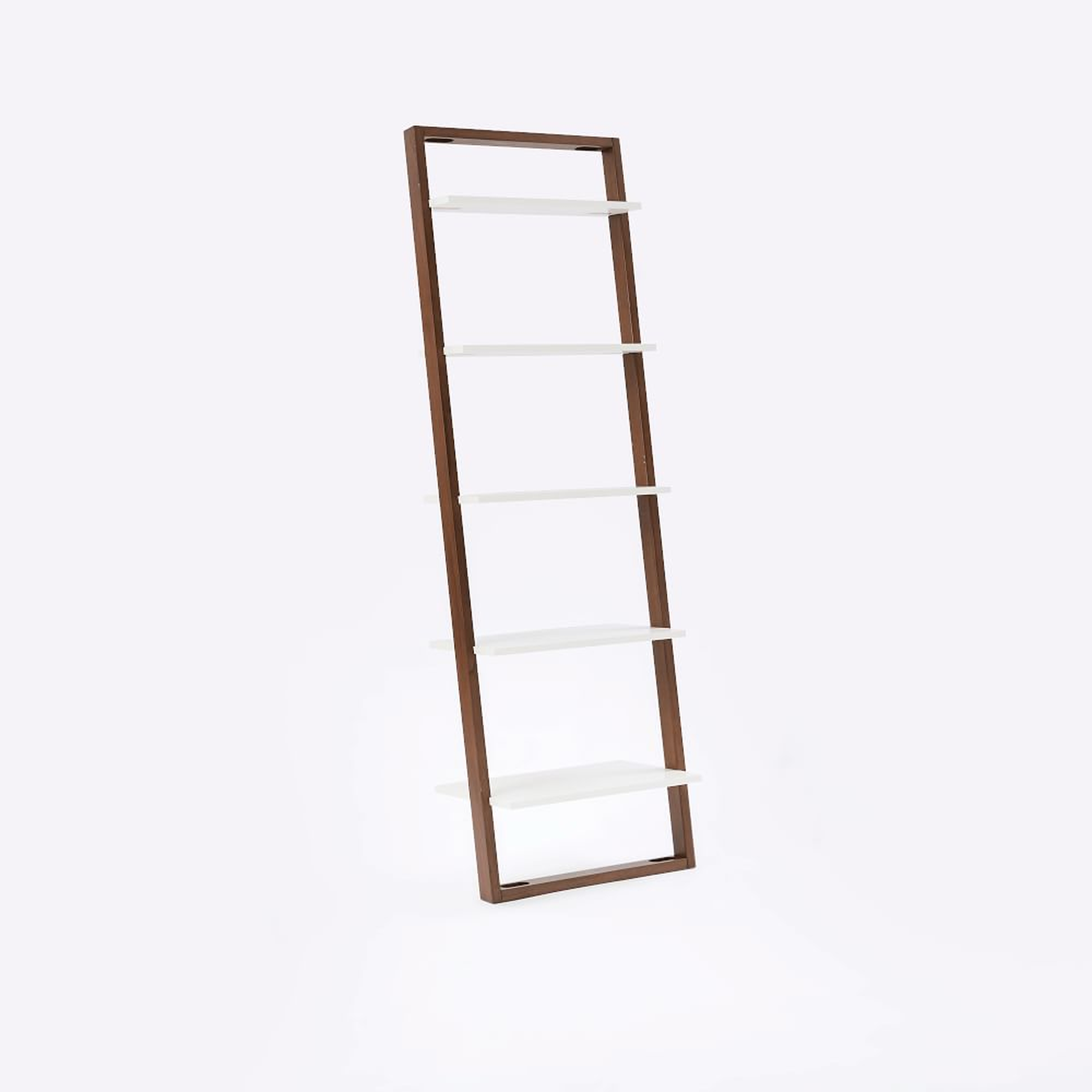 Ladder Shelf Leaning Wall Storage Wide Shelf - White Lacquer/Espresso - West Elm