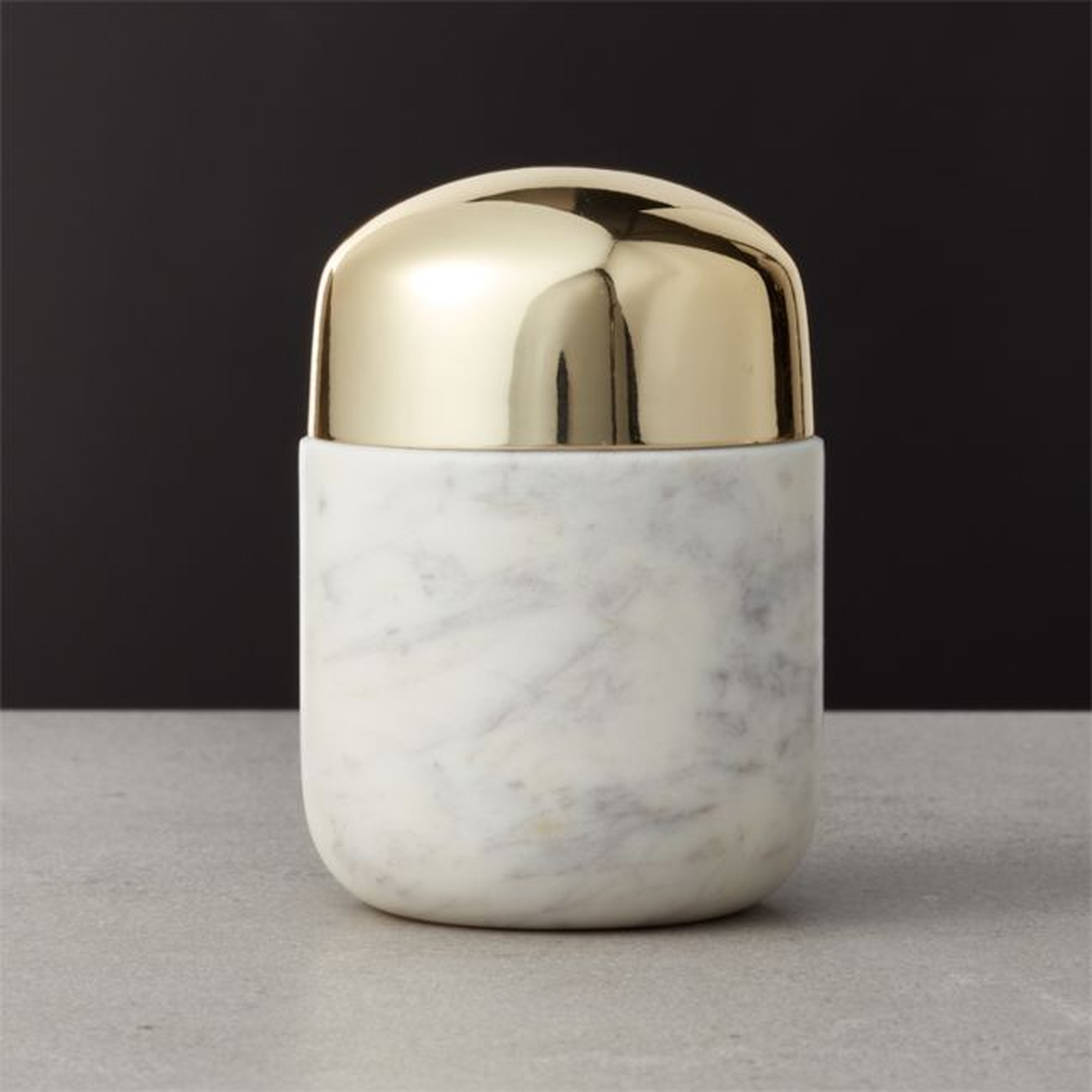 Capsule Small Marble Canister with Gold Lid - CB2