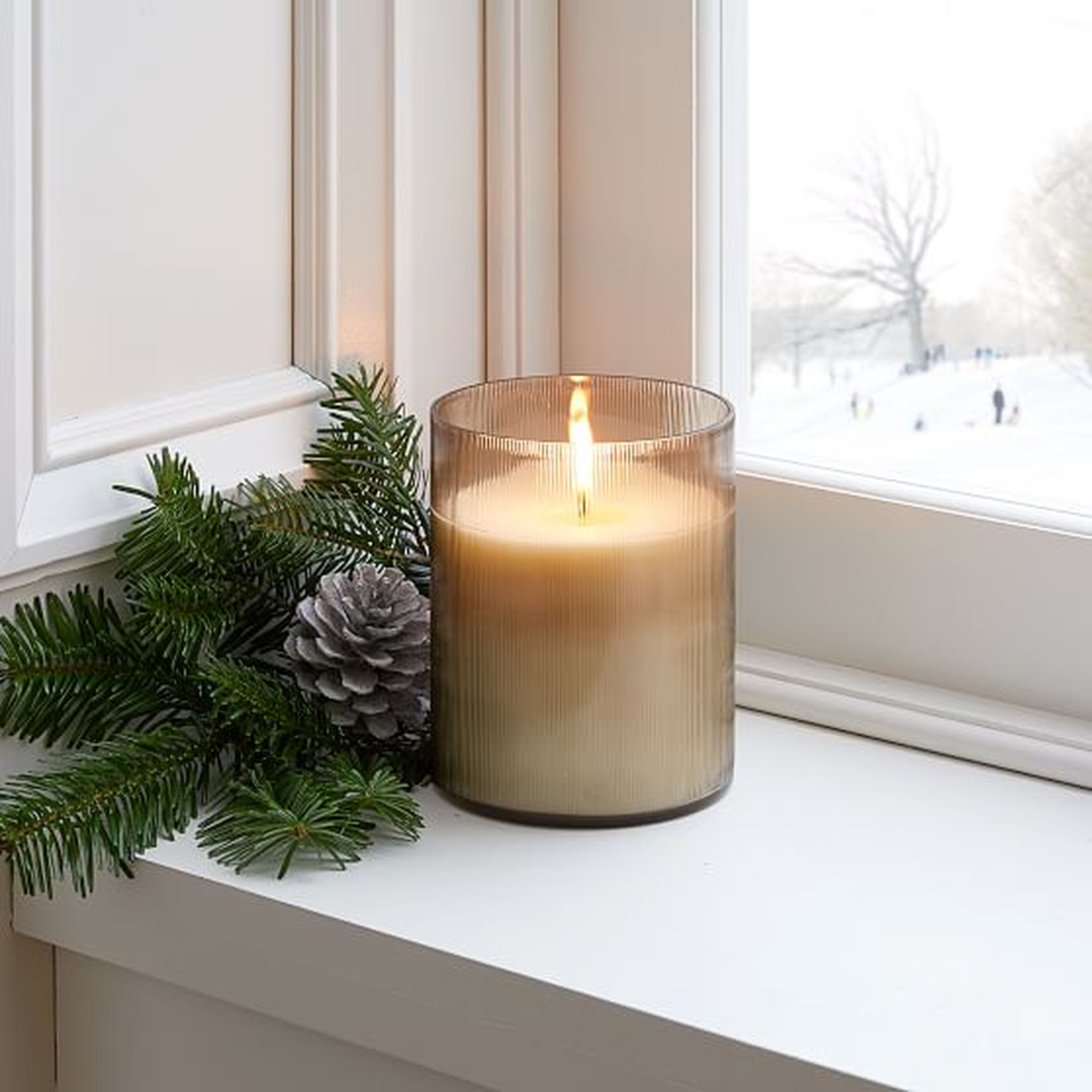 Etched Glass Candle, Smoke - West Elm