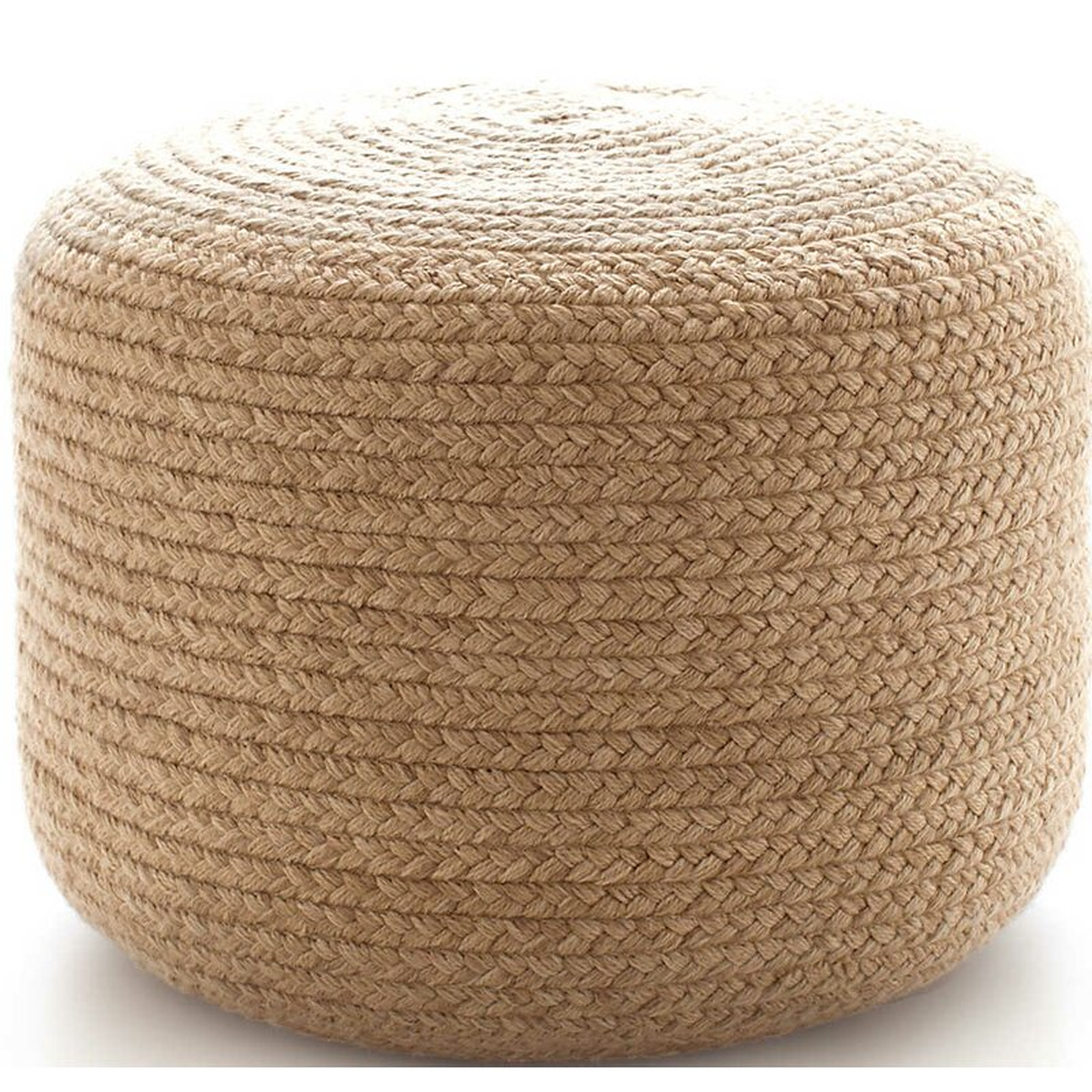 Fresh American Braided Natural Indoor/Outdoor Pouf 30"W x 14"H - Perigold