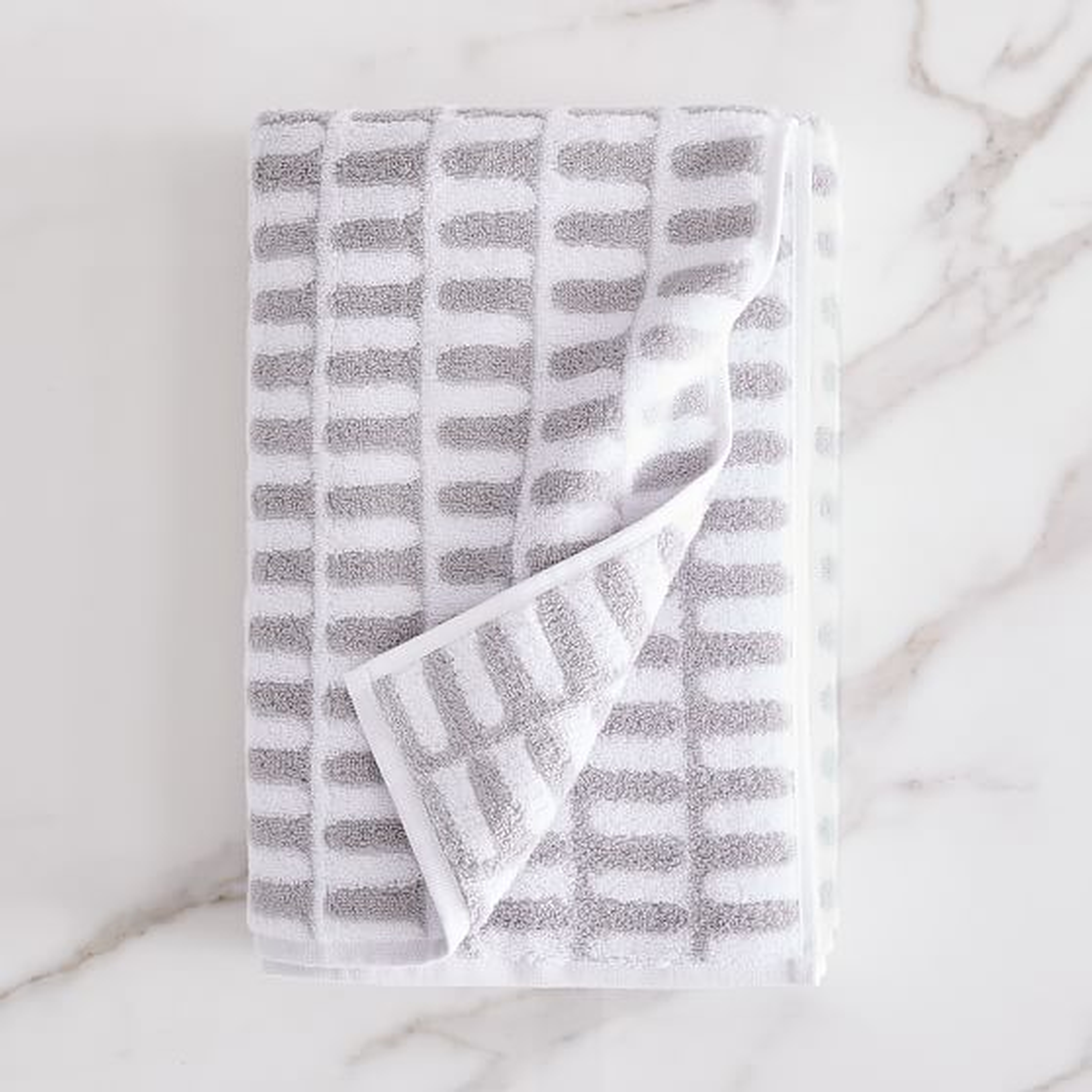 Organic Archways Jacquard Towel, Bath Towel, Gray Sky - West Elm