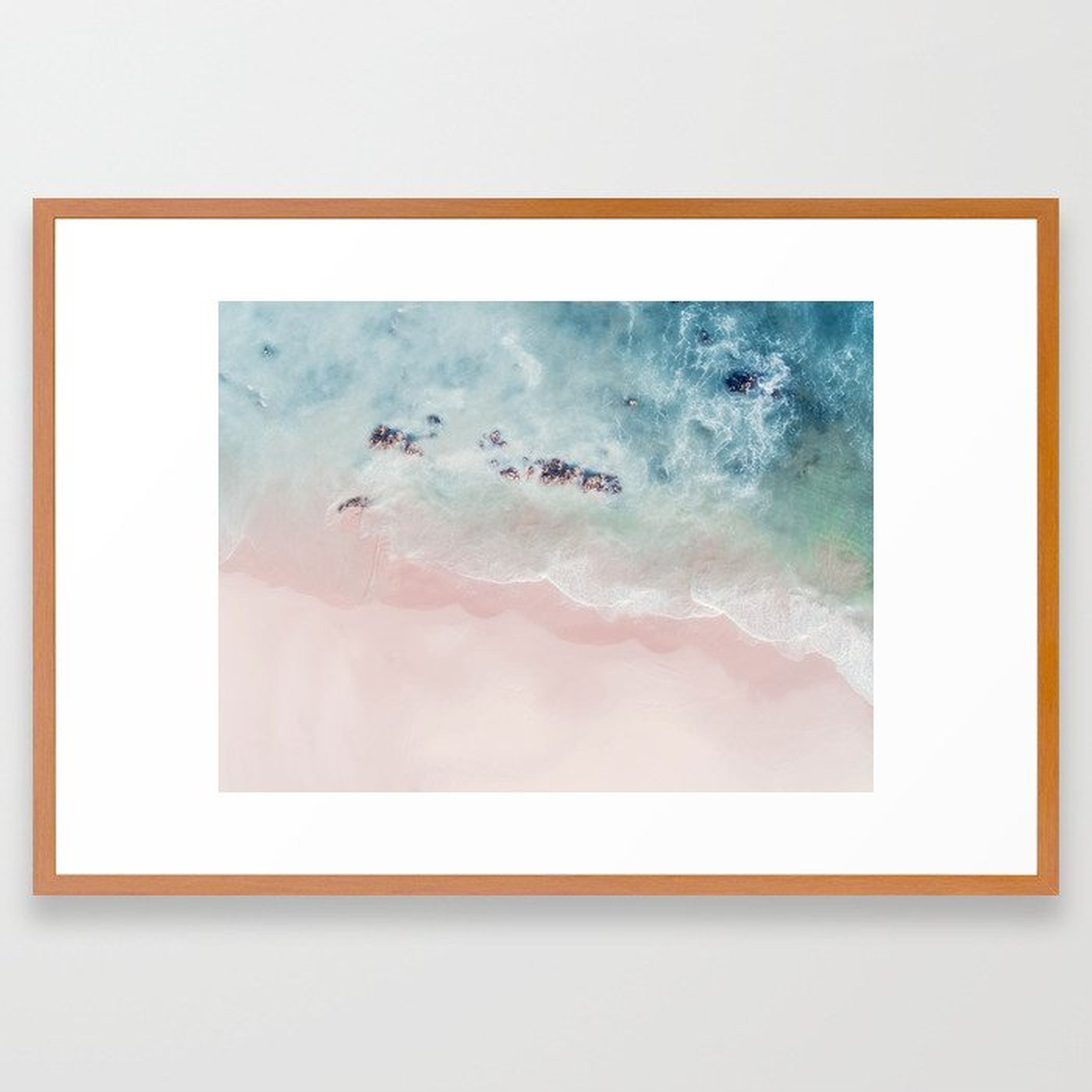 Ocean Pink Blush Framed Art Print by Ingrid Beddoes Photography - Conservation Pecan - LARGE (Gallery)-26x38 - Society6