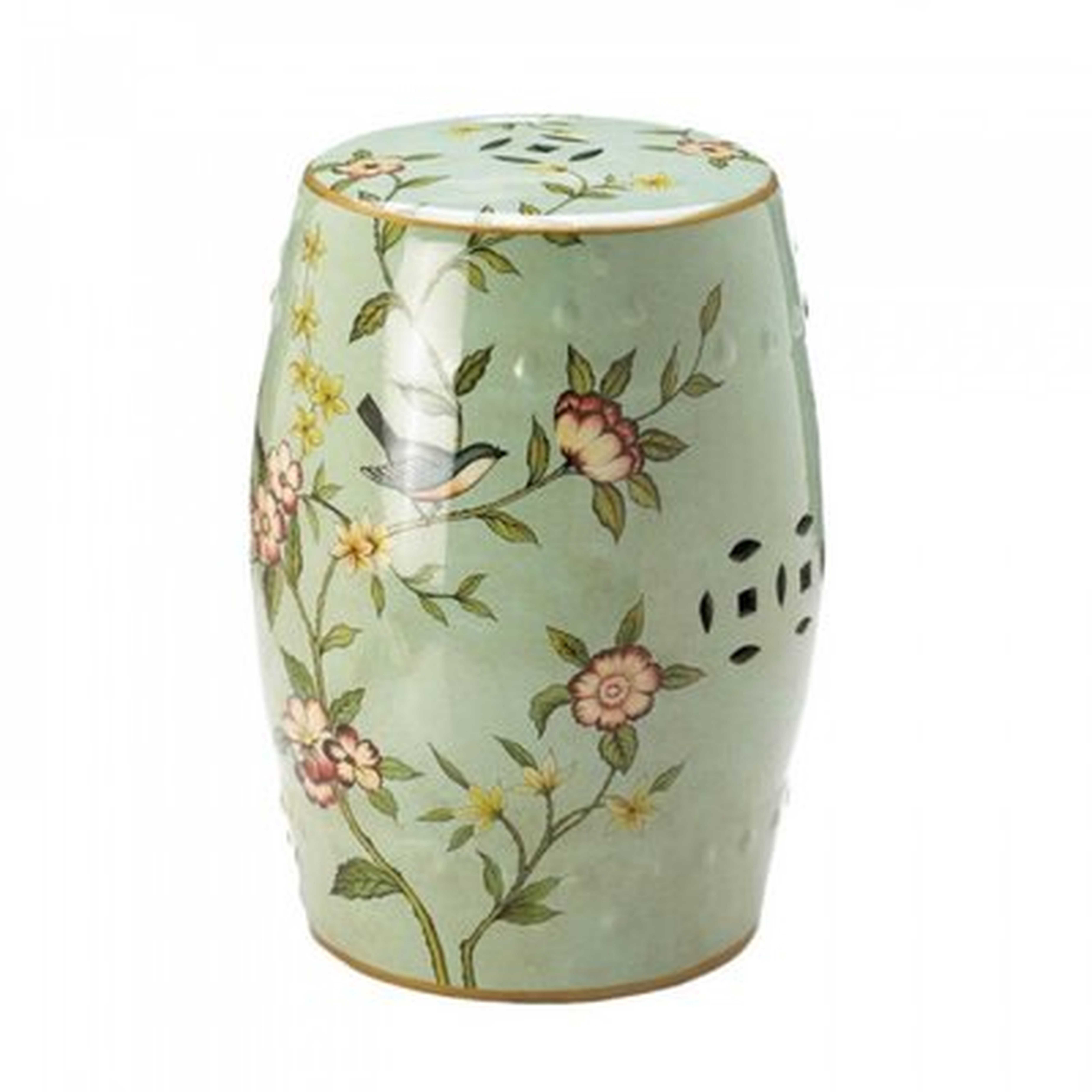 Ceramic Floral Stool - Wayfair