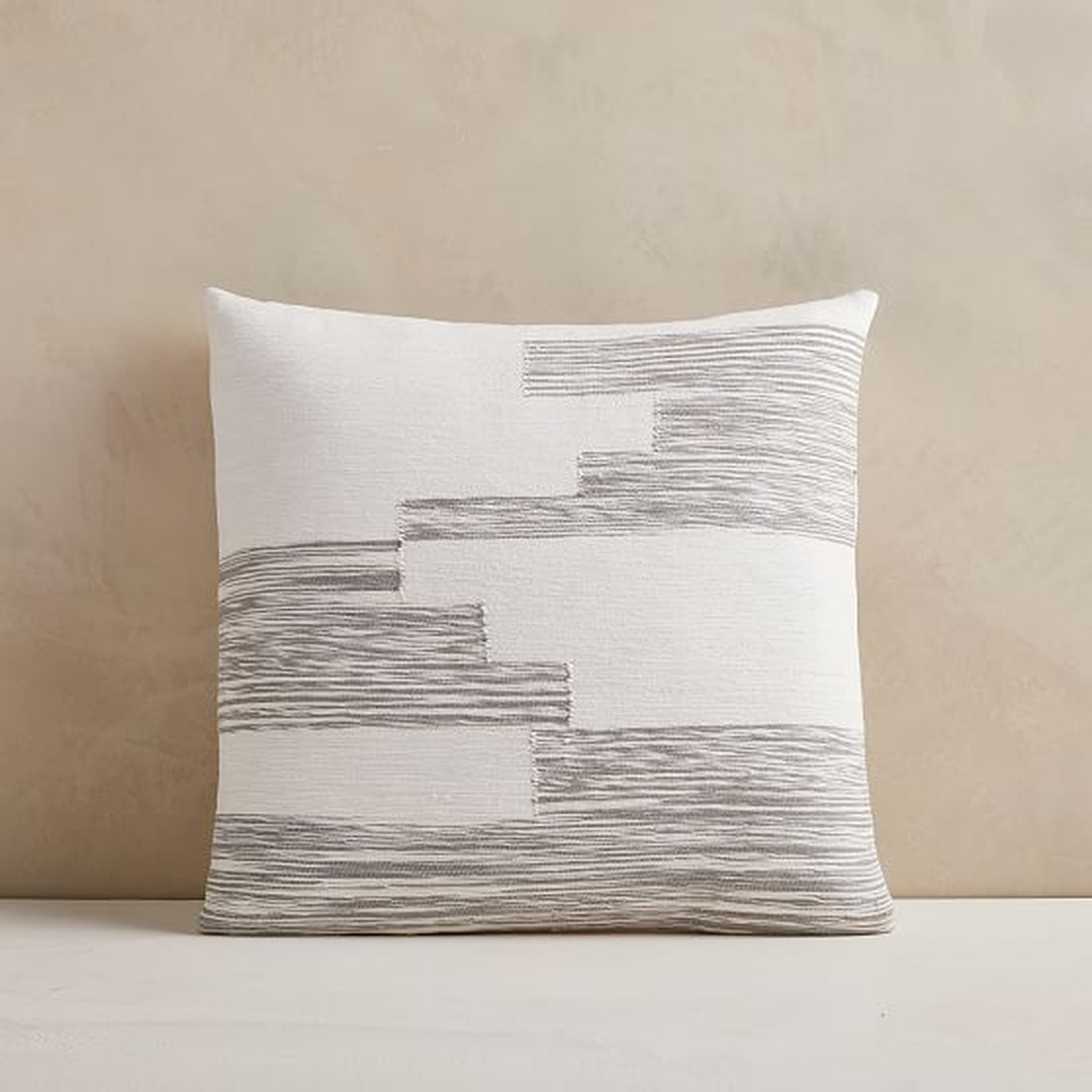 Cotton Variegated Colorblock Pillow Cover, 18"x18", Frost Gray - West Elm
