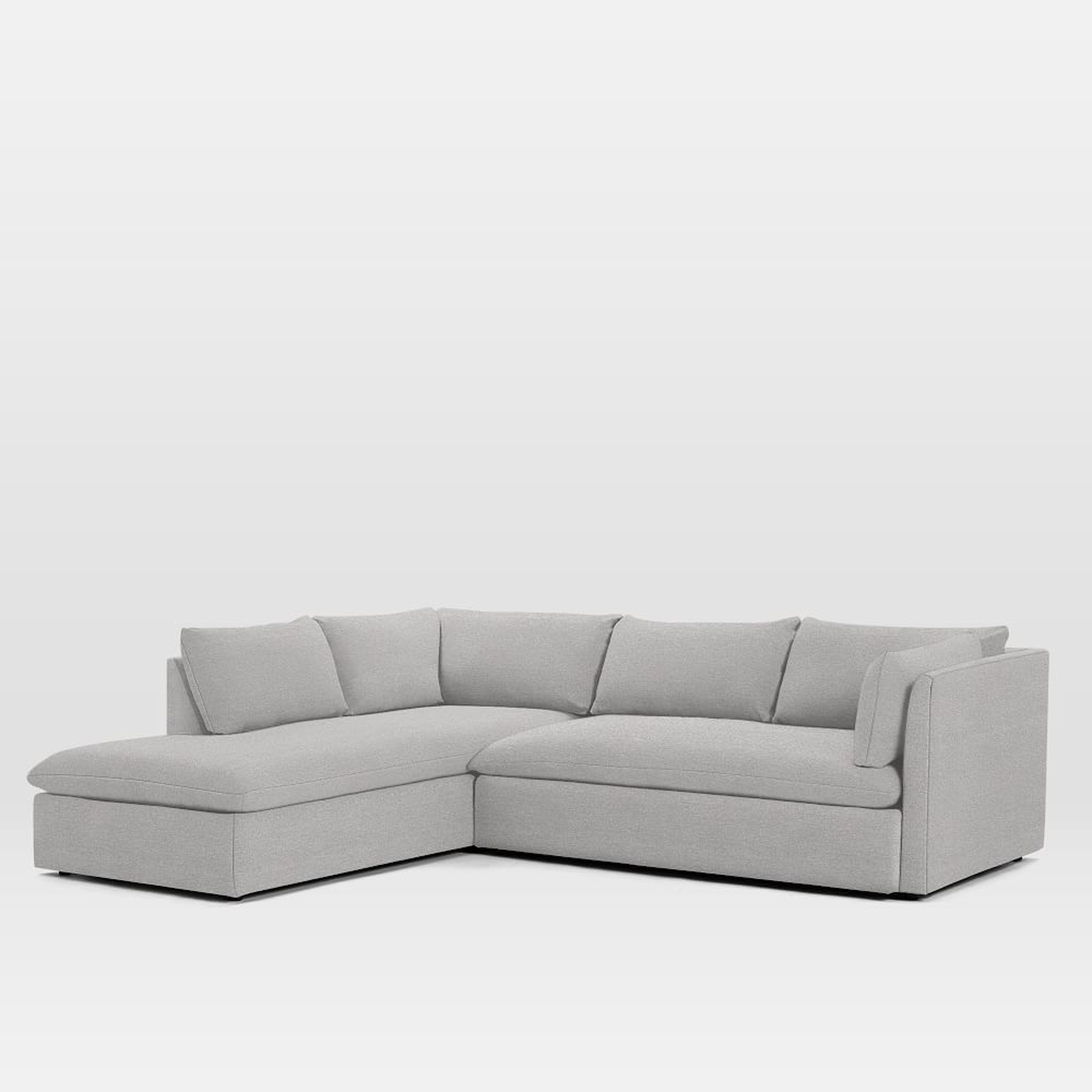Shelter 106" Left 2-Piece Bumper Chaise Sectional, Chenille Tweed, Frost Gray - West Elm