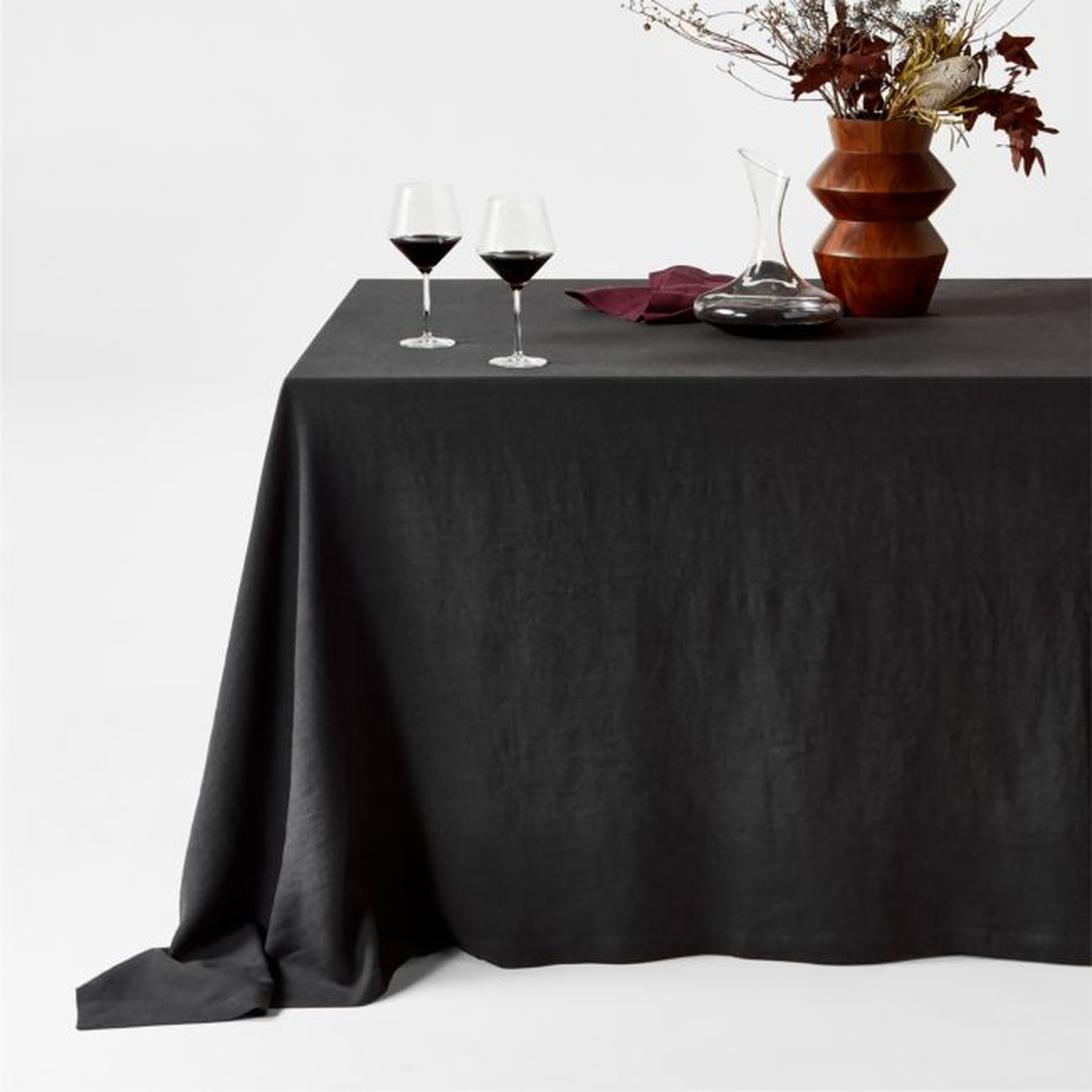 Marin Ink Black Oversized EUROPEAN FLAX ™-Certified Linen Tablecloth - Crate and Barrel