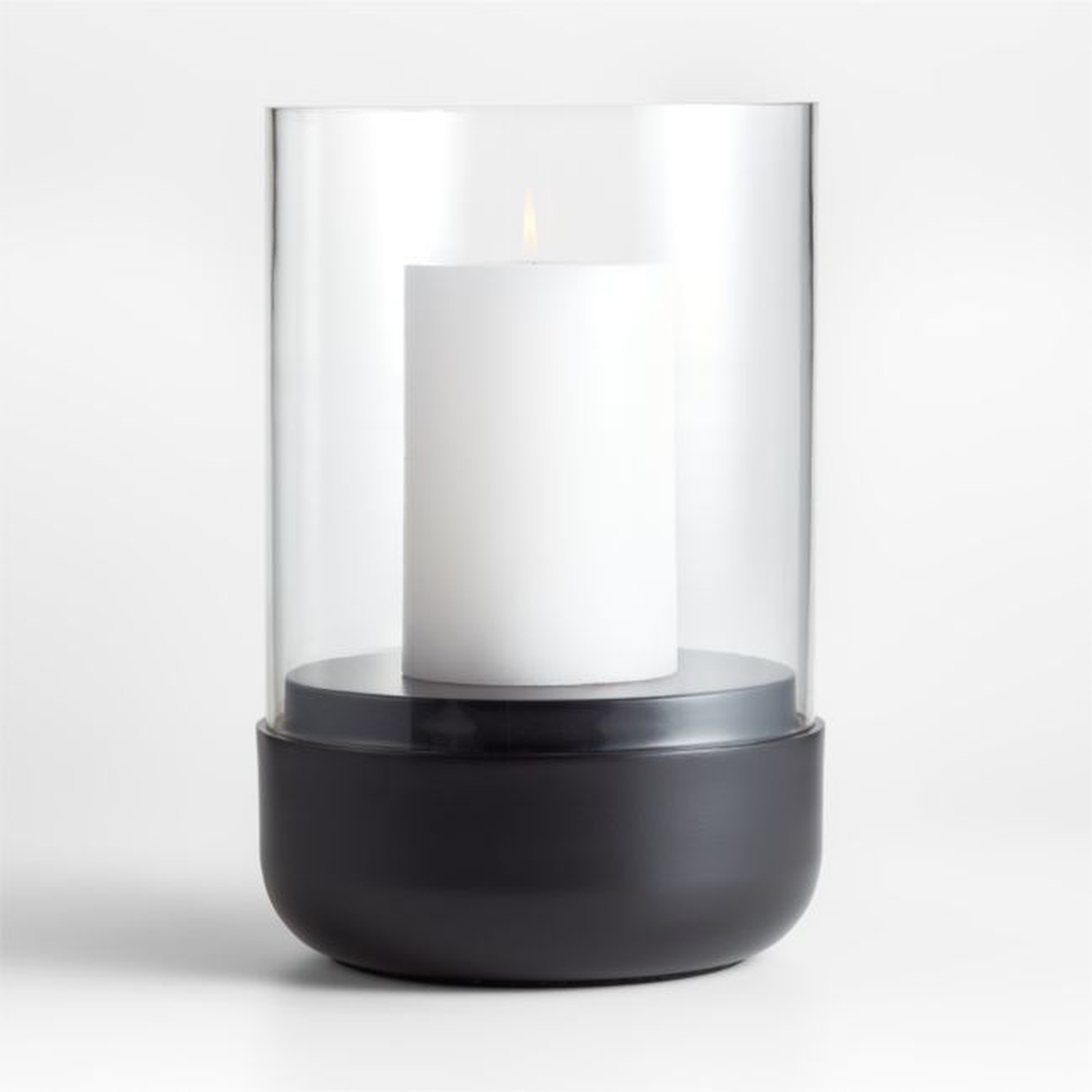 Curve Metal and Glass Hurricane Candle Holder 12.5" - Crate and Barrel