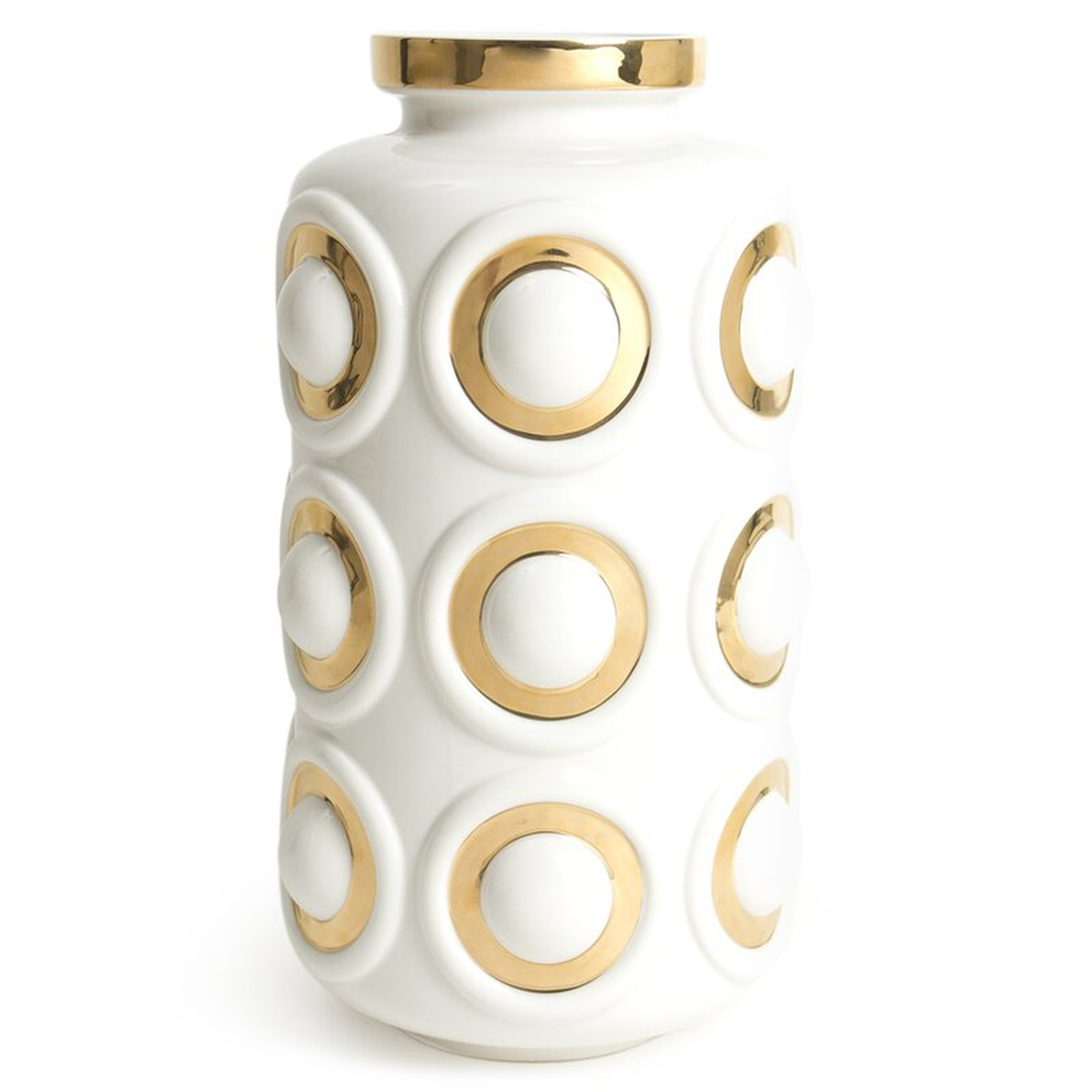 Jonathan Adler Futura White/Gold 12.75"" Porcelain Table Vase - Perigold