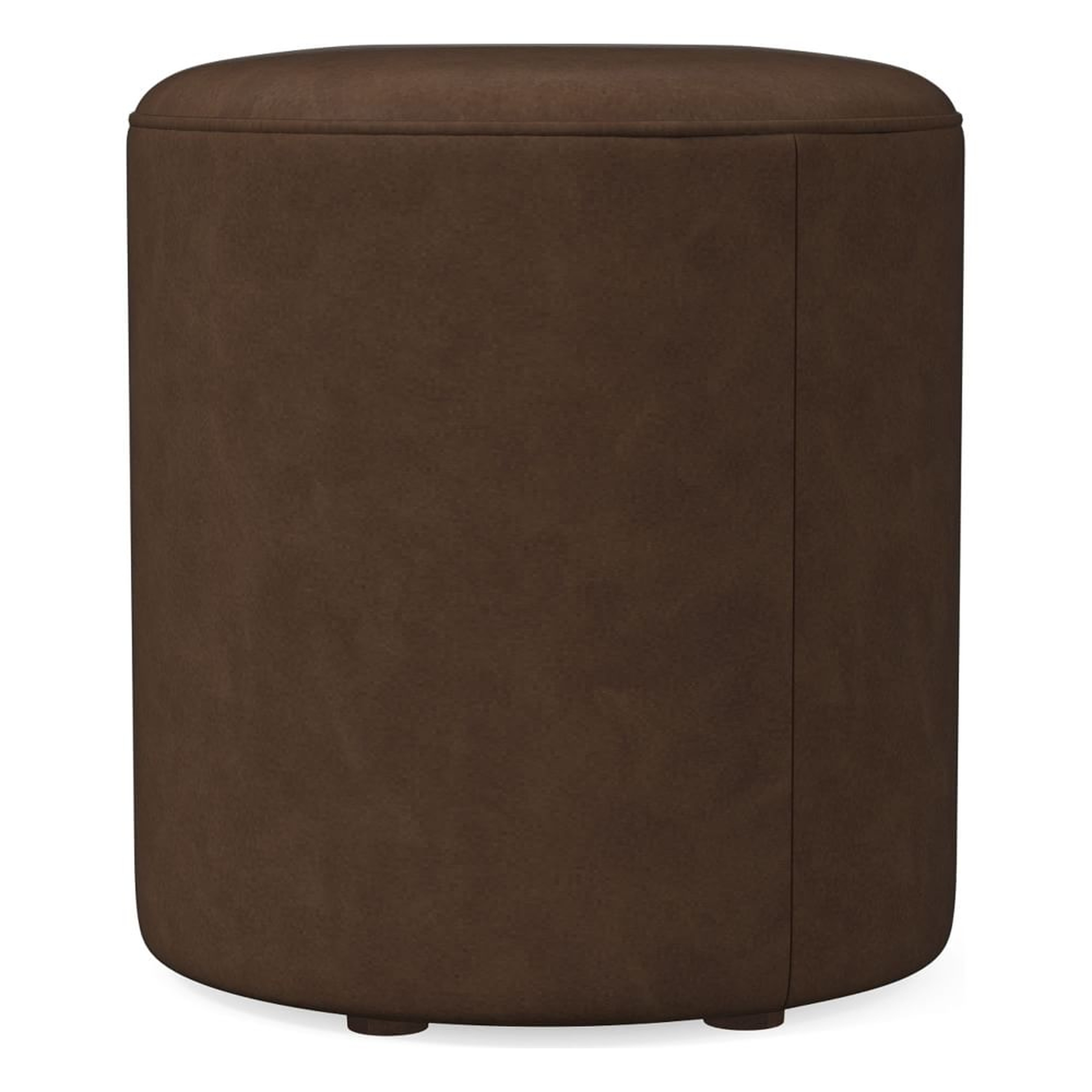 Isla Small Ottoman, Poly, Vegan Leather, Molasses, Concealed Supports - West Elm