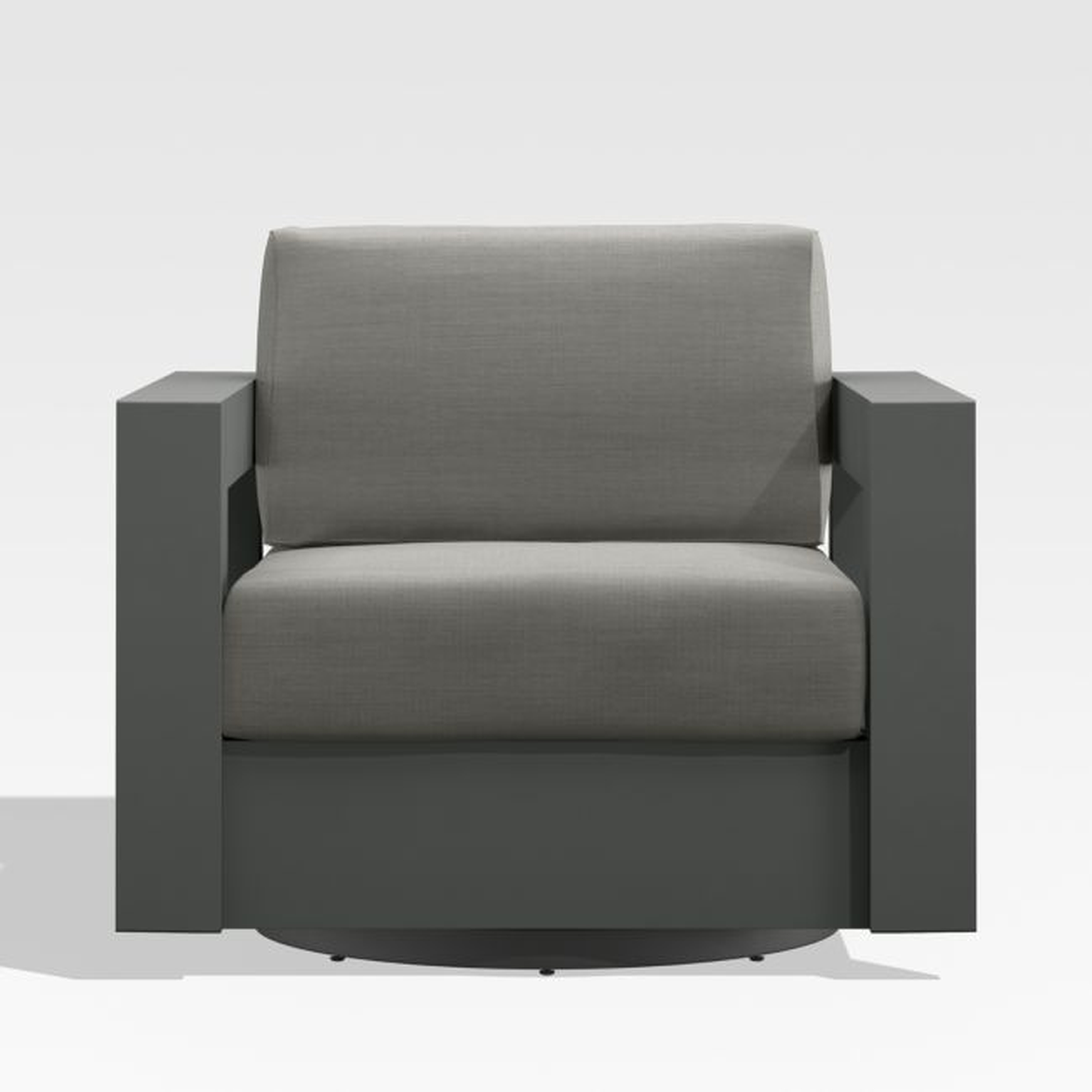 Walker Metal Outdoor Swivel Lounge Chair with Canvas Charcoal Sunbrella ® Cushions - Crate and Barrel