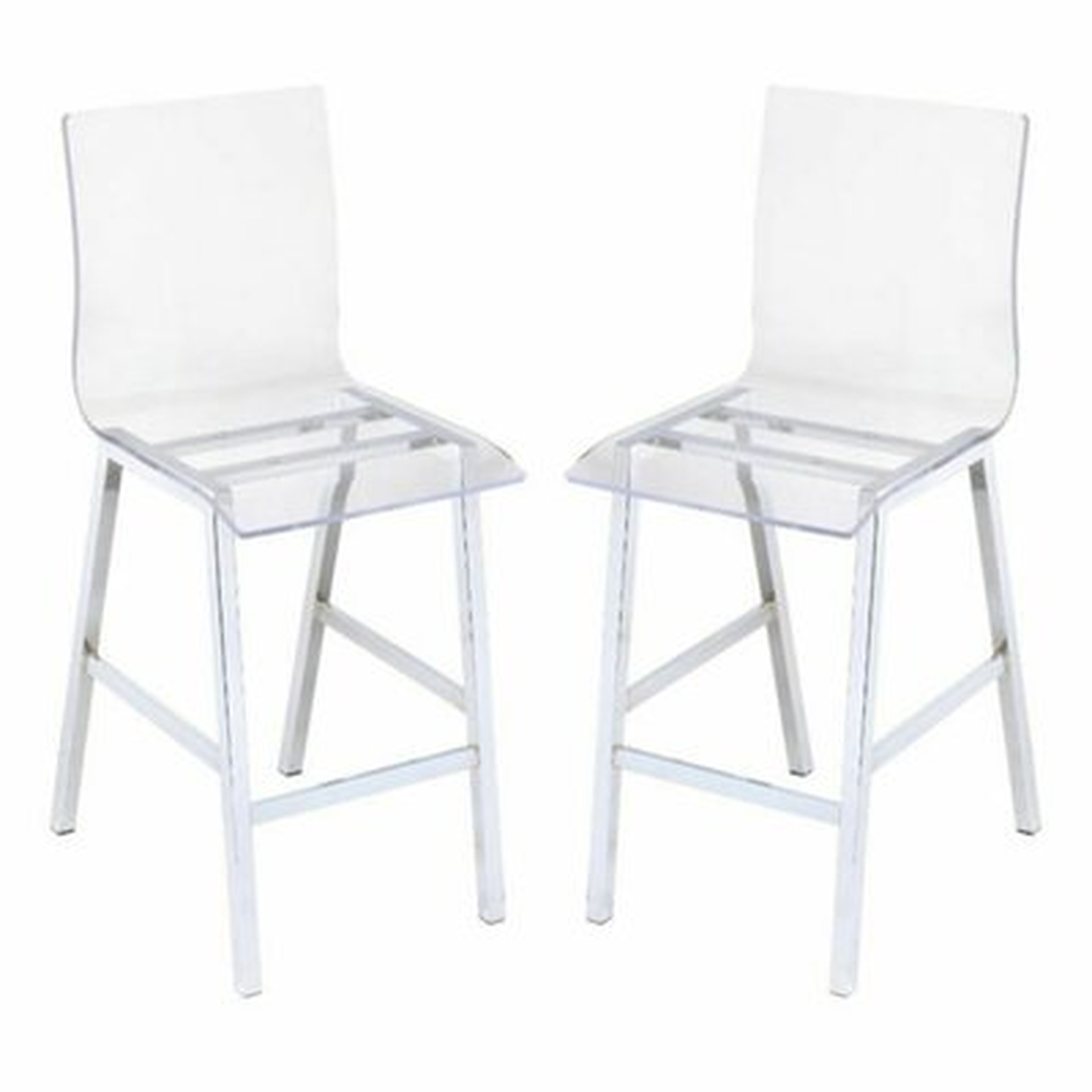 Nadie Counter Height Chair (Set-2) In Clear Acrylic & Chrome - Wayfair