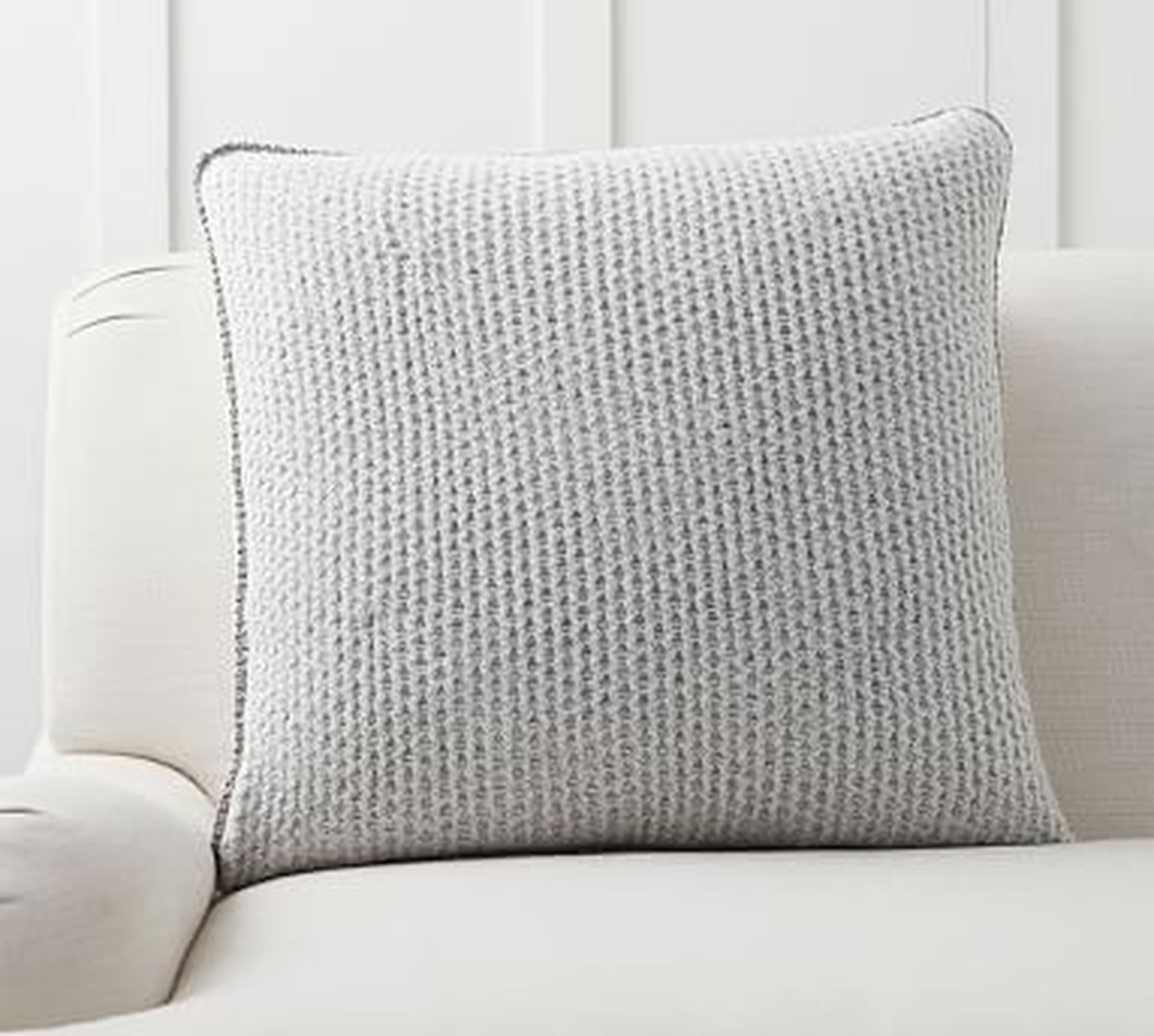 Thermal Knit Sherpa Back Pillow Cover, 24", Heathered Gray - Pottery Barn