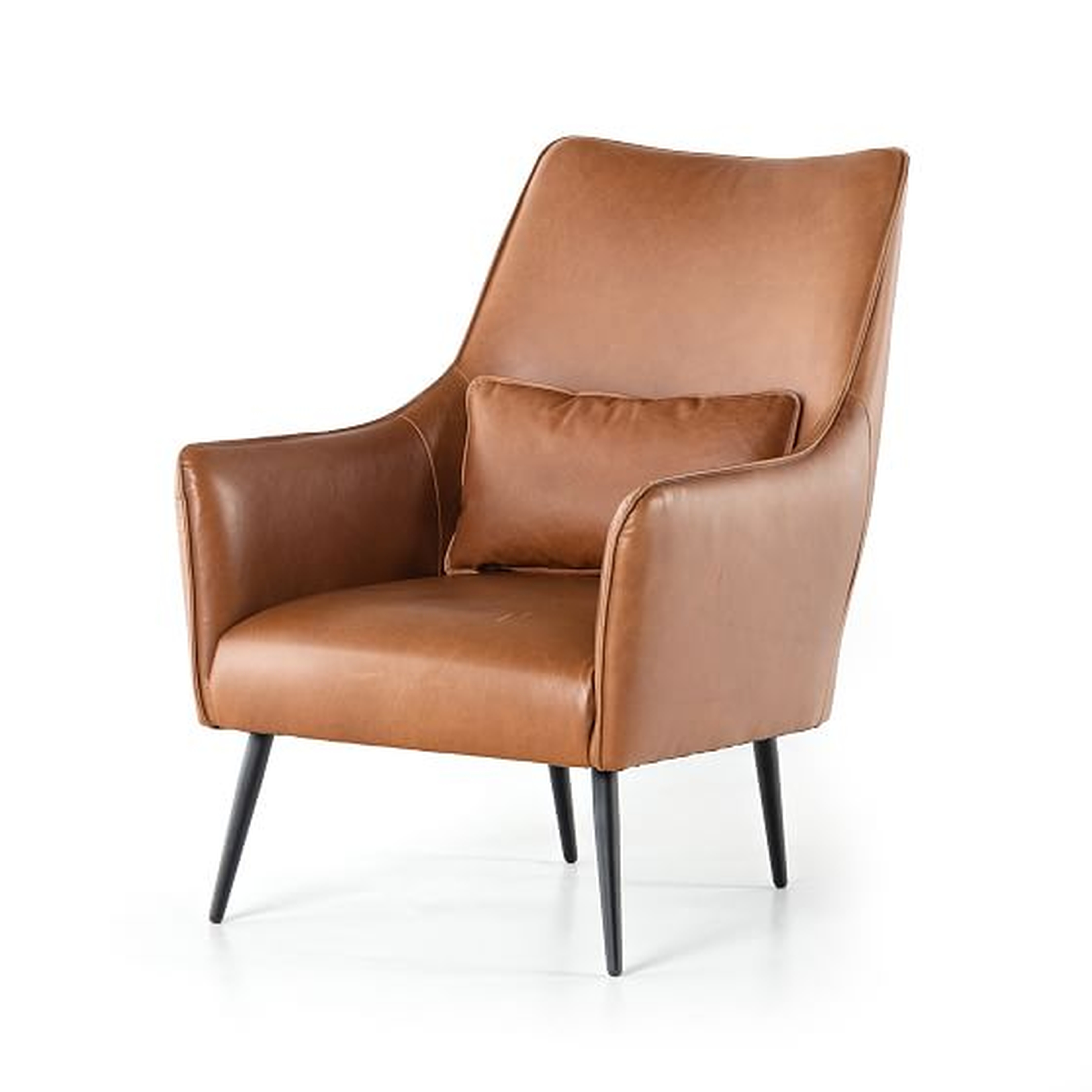 Tall Winged Chair - Vintage Caramel - West Elm
