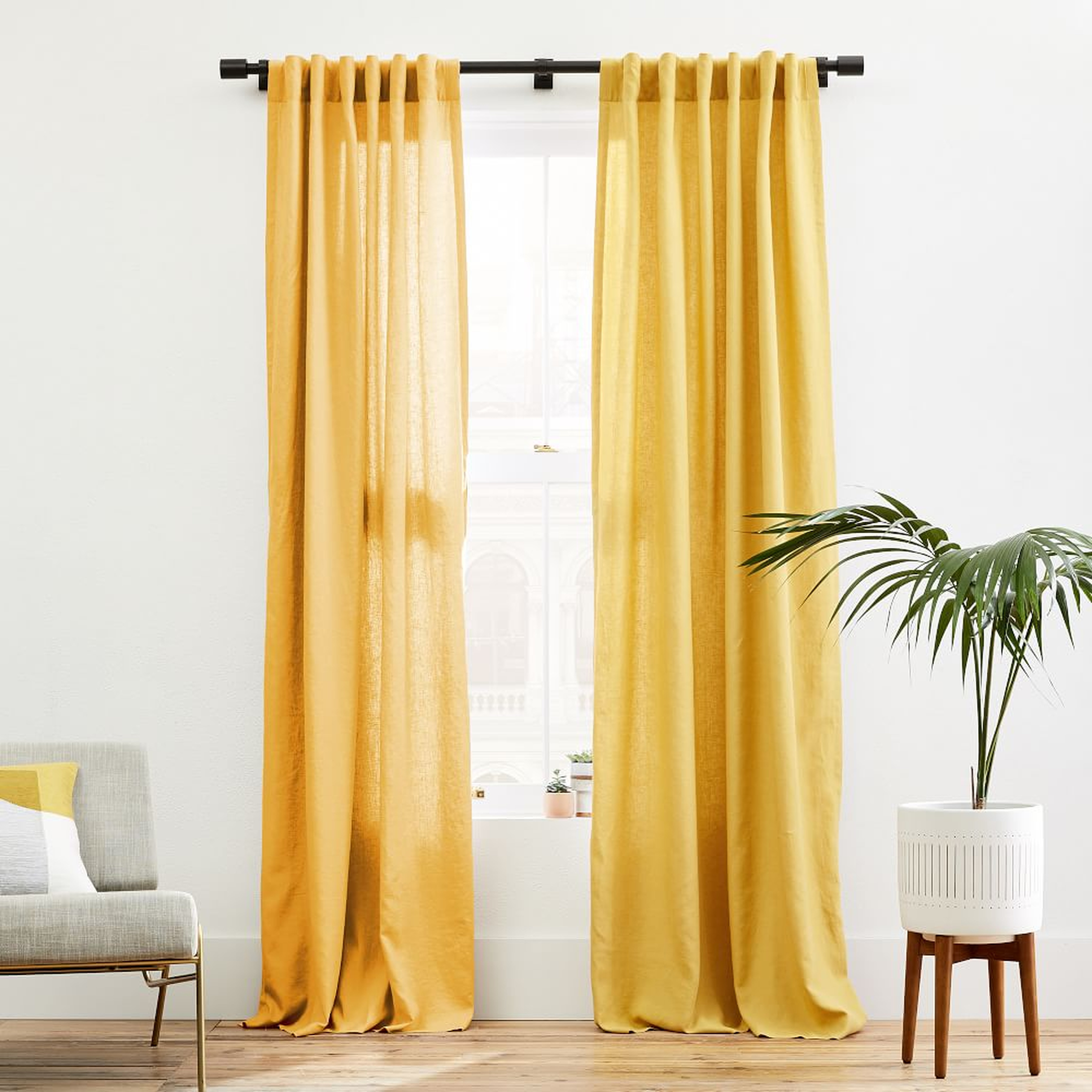 European Flax Linen Curtain, Dijon, 48"x84" - West Elm