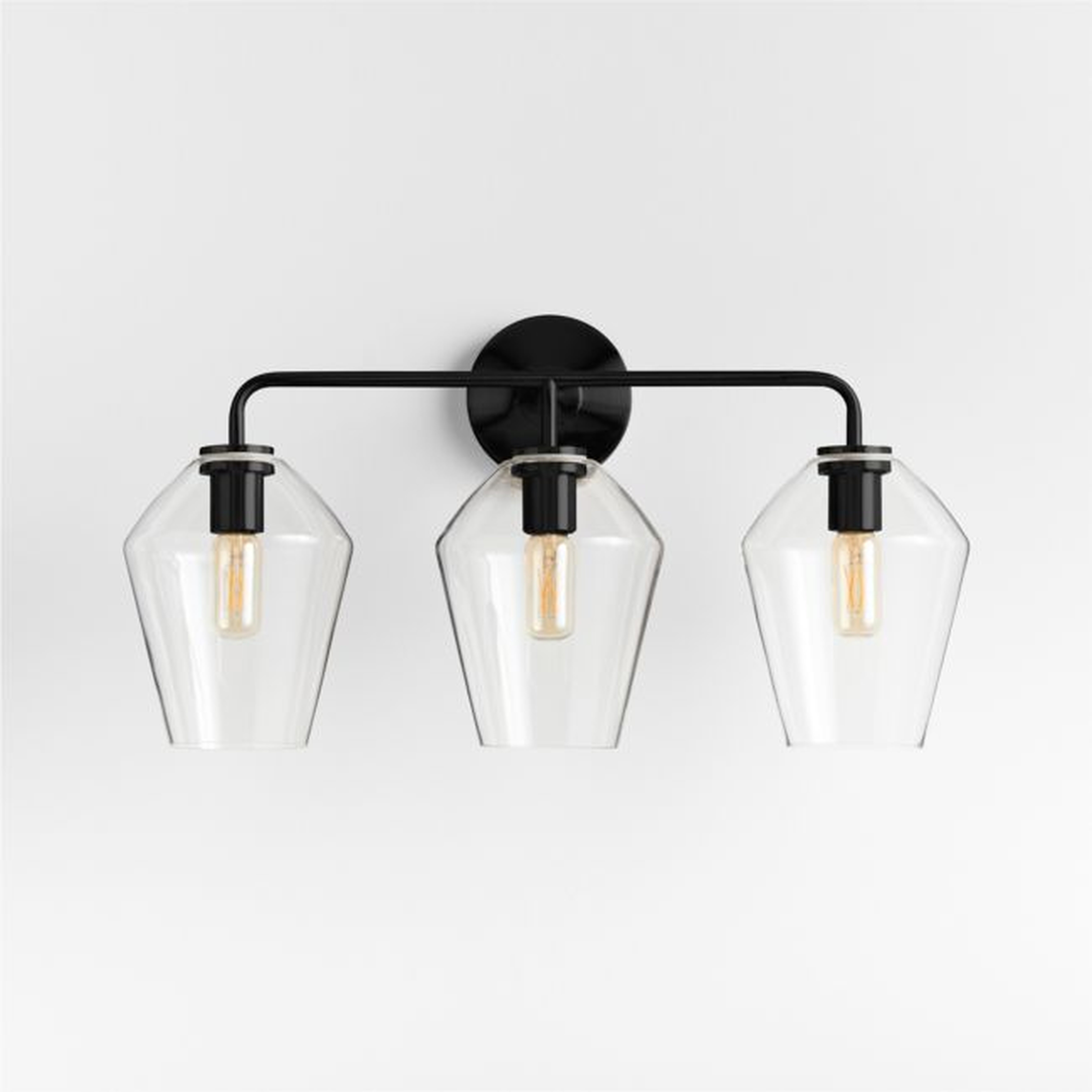 Arren Black 3-Light Wall Sconce with Clear Angled Shades - Crate and Barrel