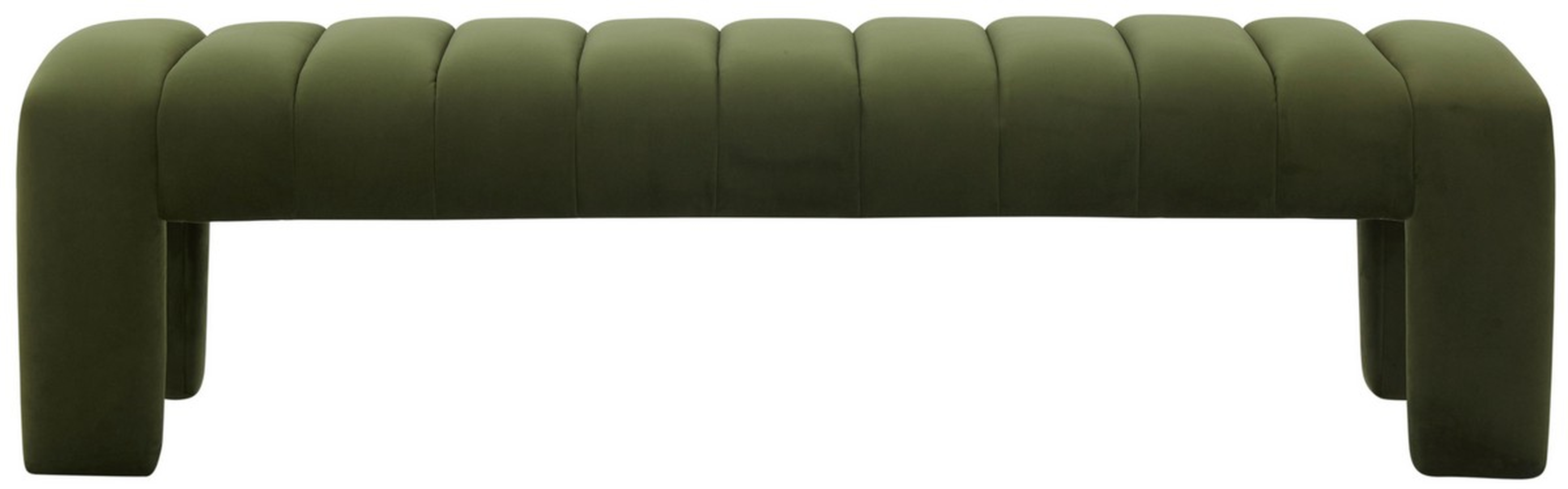 Bellisima Channel Tufted Bench - Forest Green - Safavieh Couture