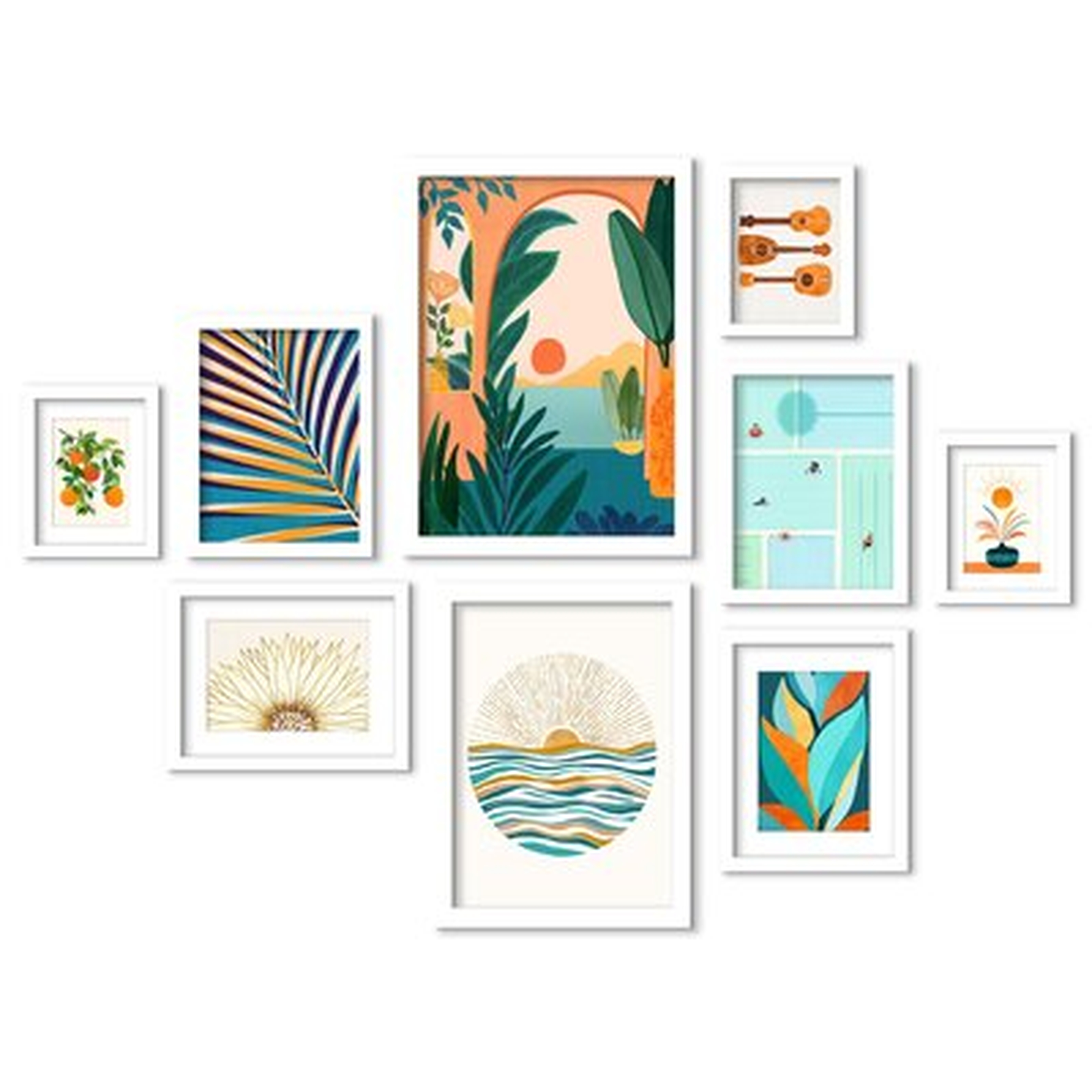 Sunny Boho Bliss - 9 Piece Picture Frame Print Set on Paper - Wayfair