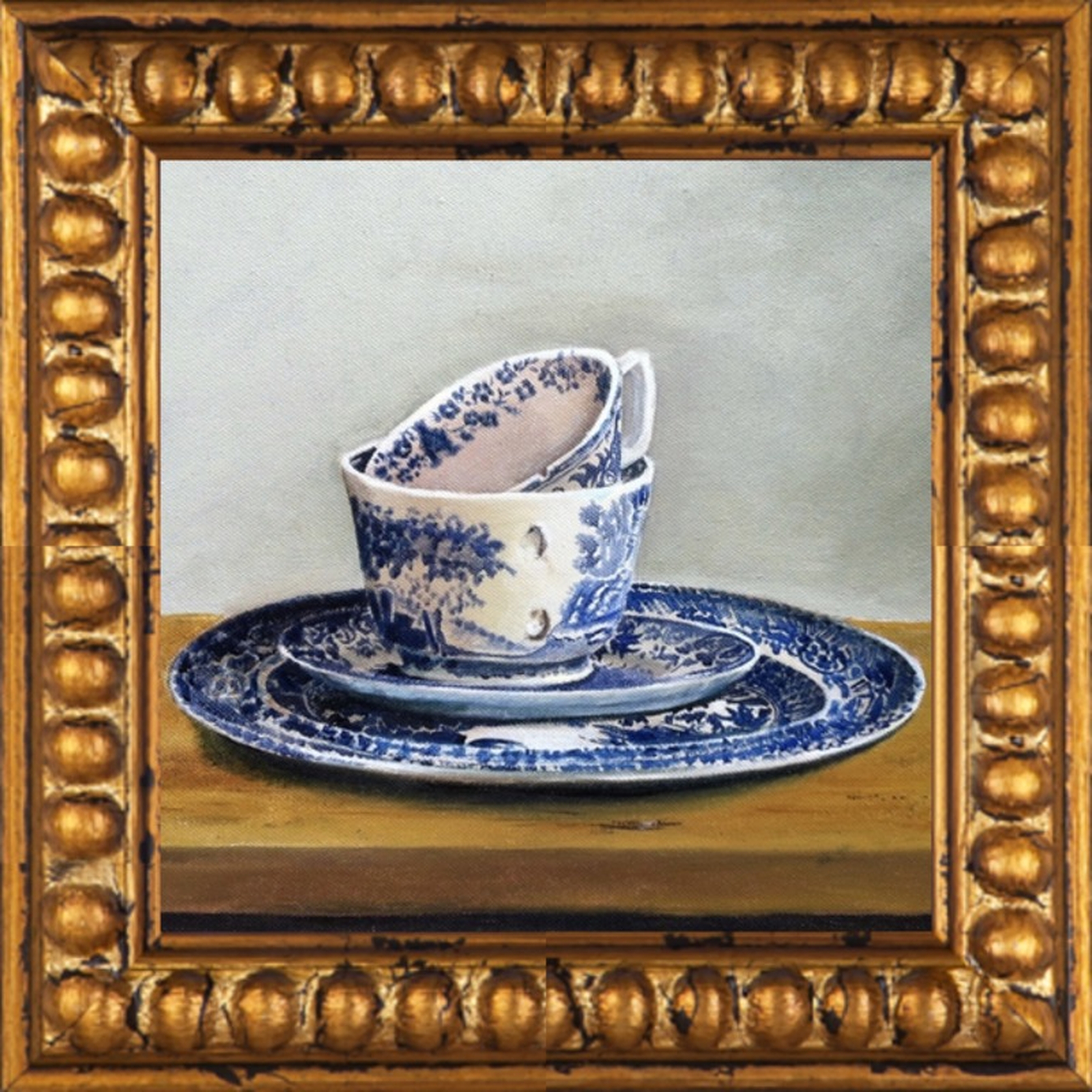 Blue cups and plates by Philine van der Vegte for Artfully Walls - Artfully Walls