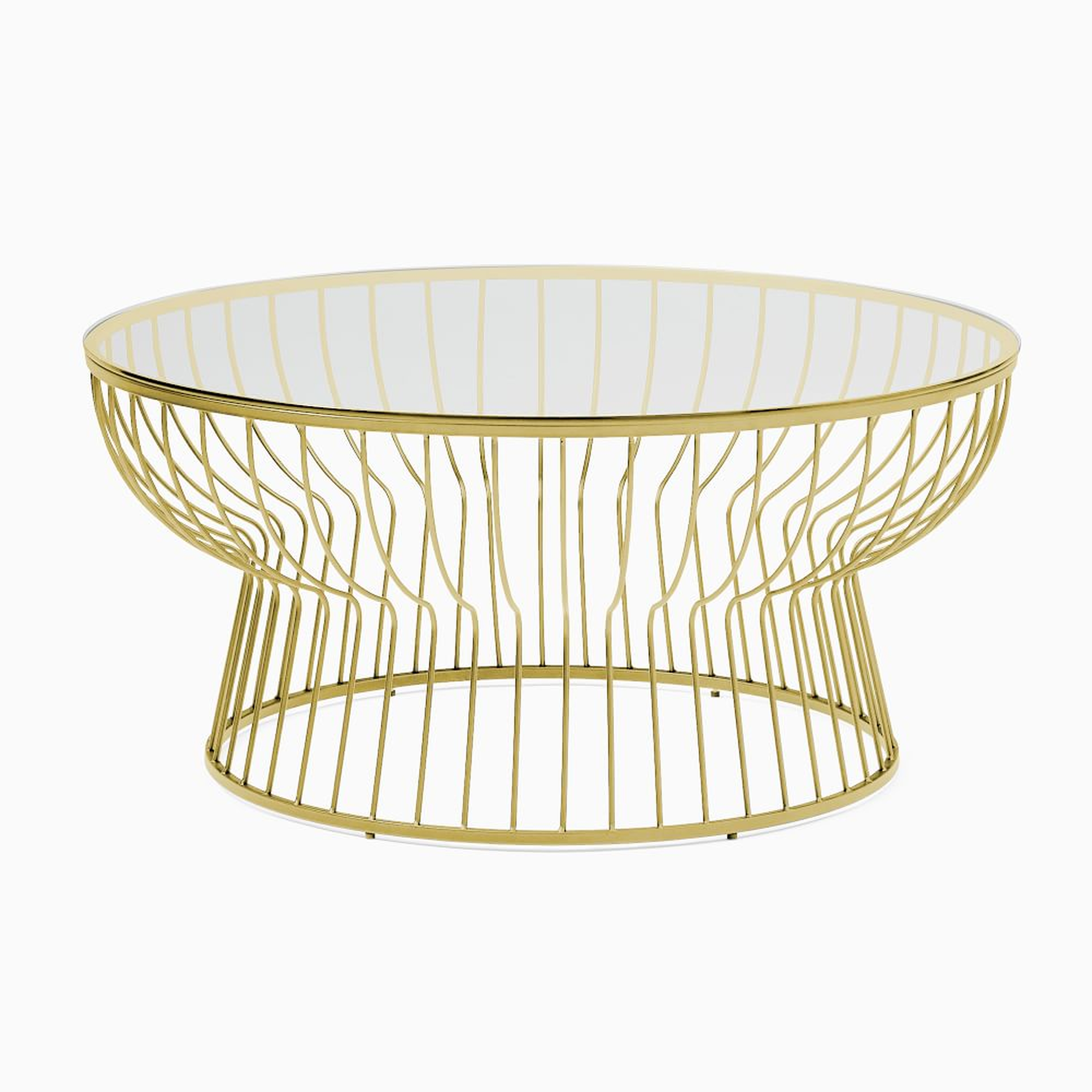 Pillar Glass/Green Gold Round 36" Coffee Table - West Elm