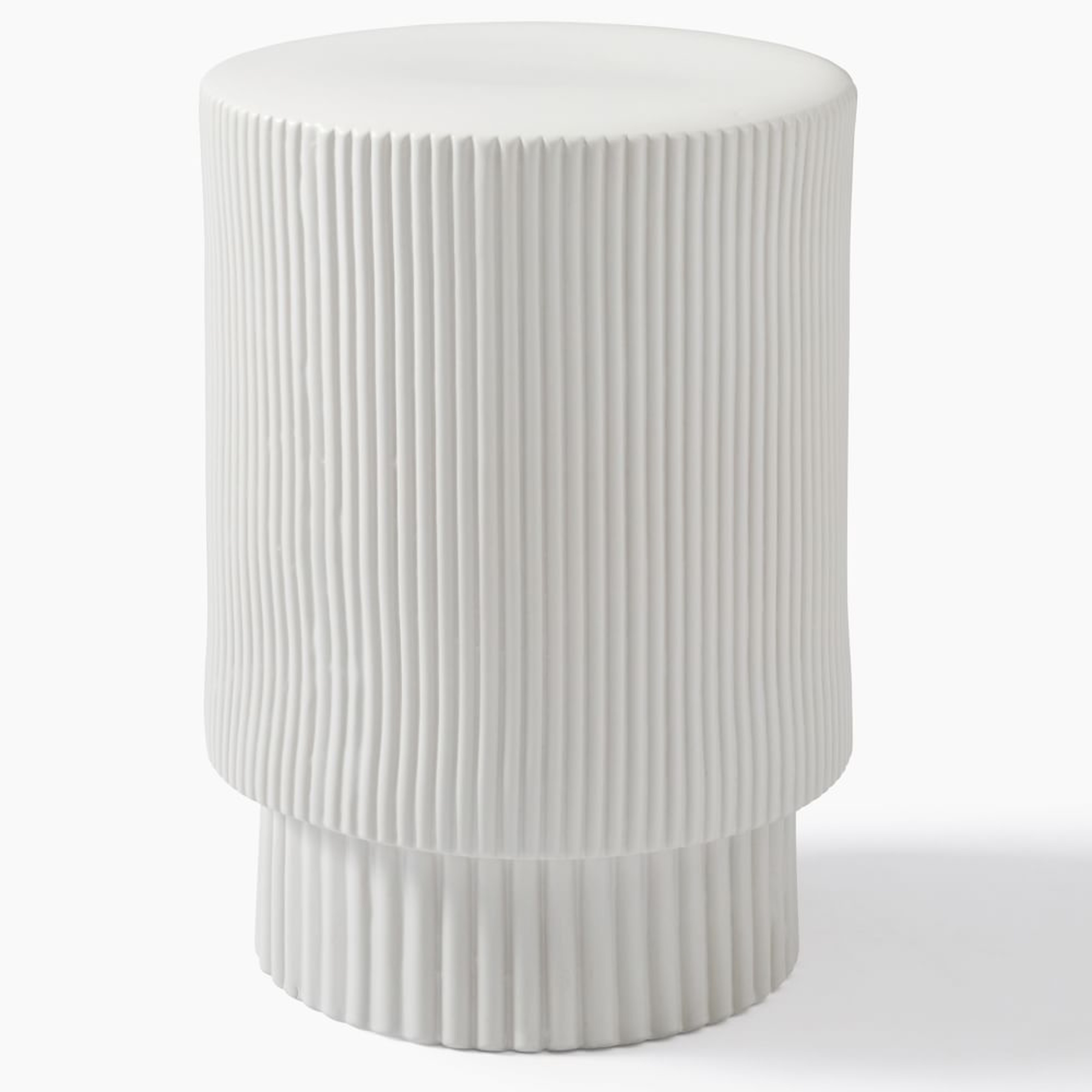 Textured Collection Large 16" Side Table, White - West Elm