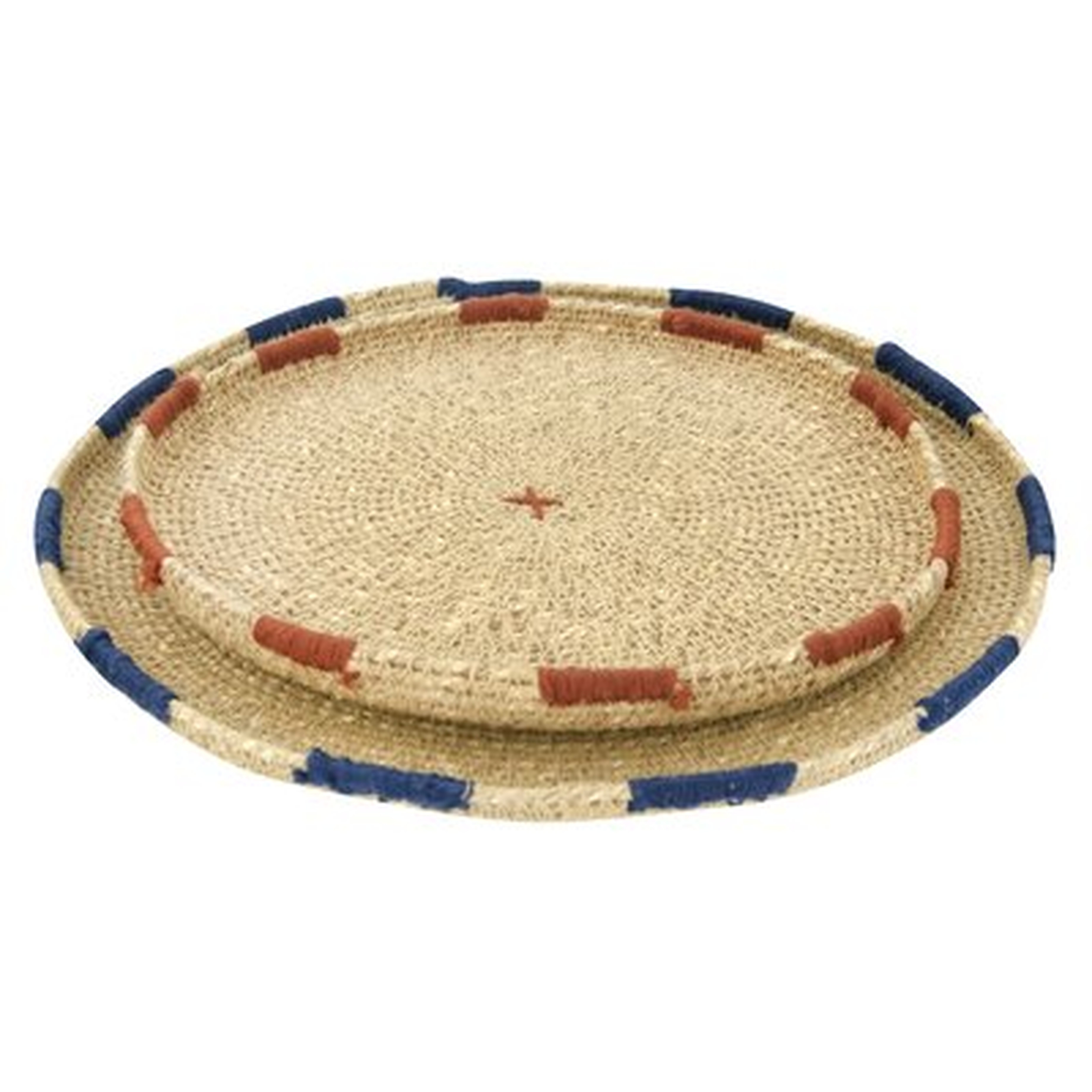 Barry Handwoven Natural Seagrass 2 Piece Coffee Table Tray Set - AllModern