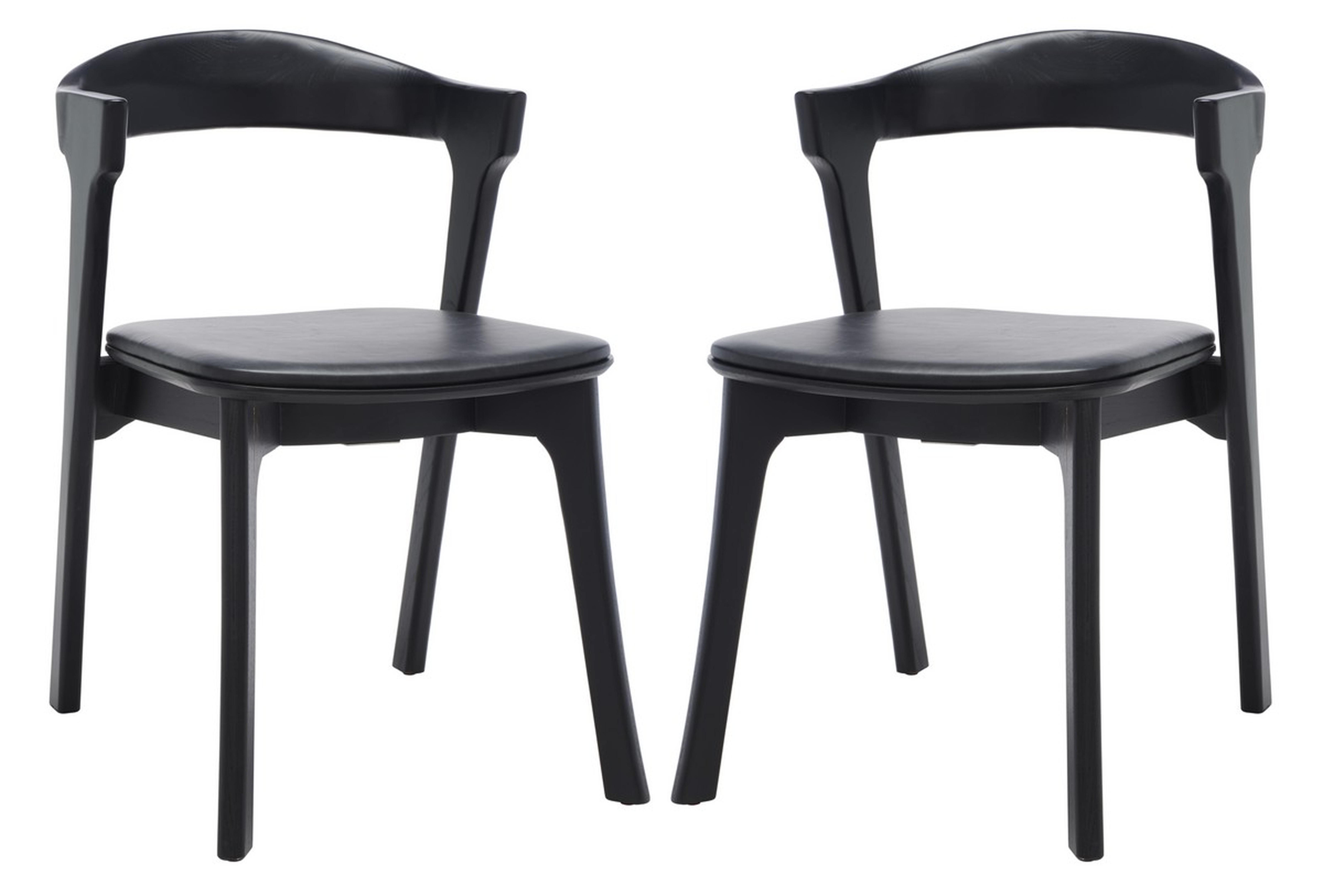 Brylie Wood And Leather Dining Chair - Black  - Safavieh Couture