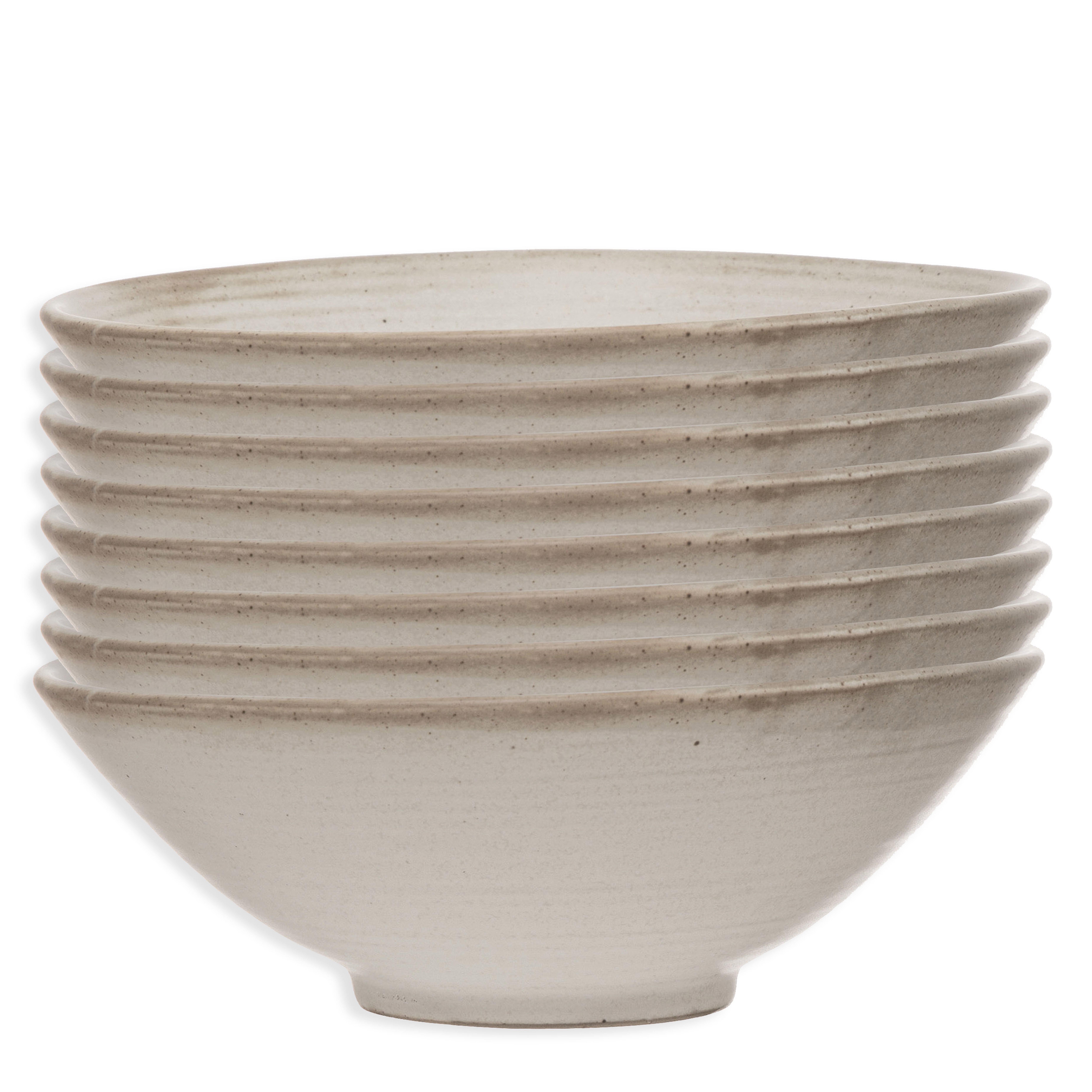 Stoneware  Bowl with Reactive Glaze, Cream, 8", Set of 8 - Nomad Home