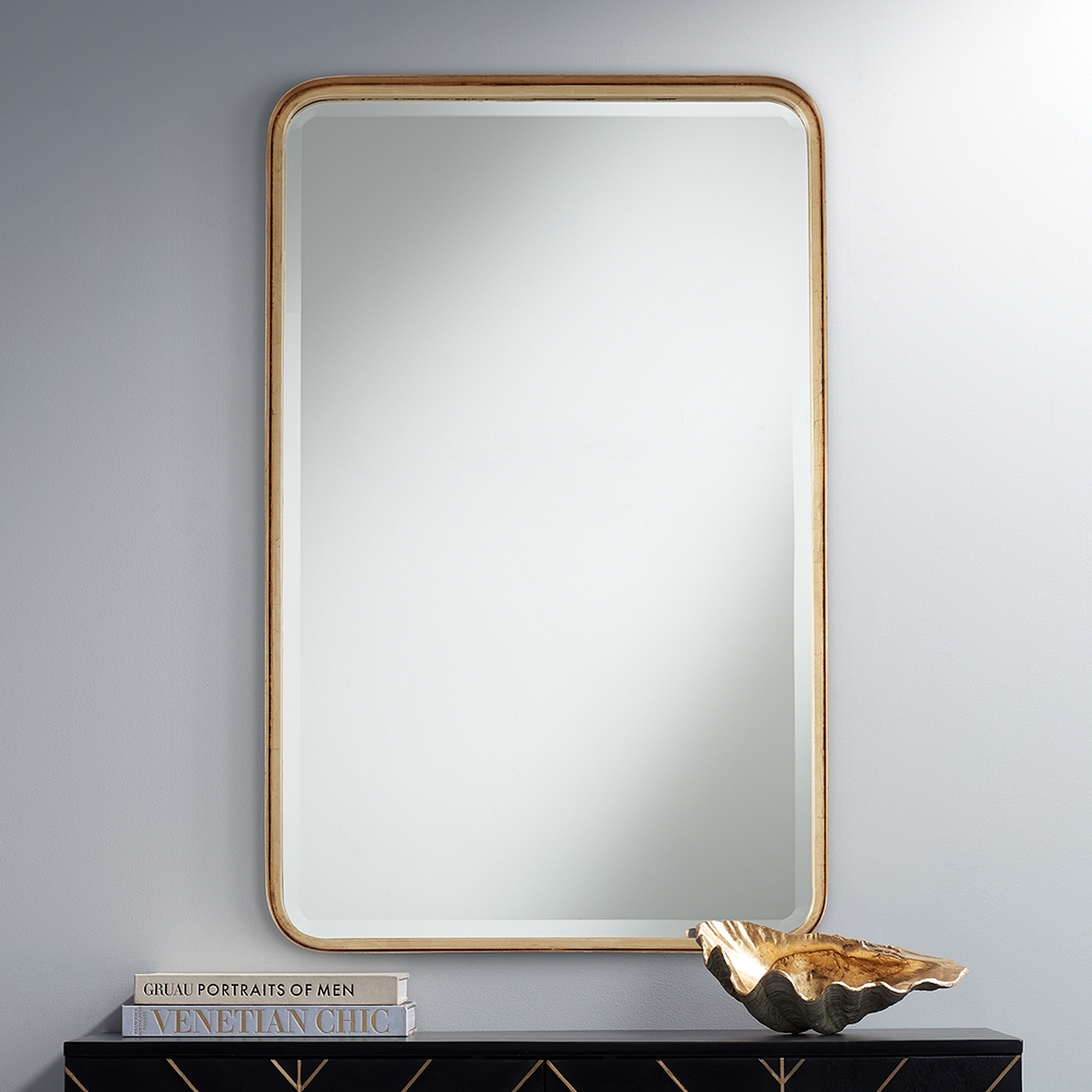 Uttermost Gold 24" x 38" Rounded Edge Wall Mirror - Style # 87M38 - Lamps Plus
