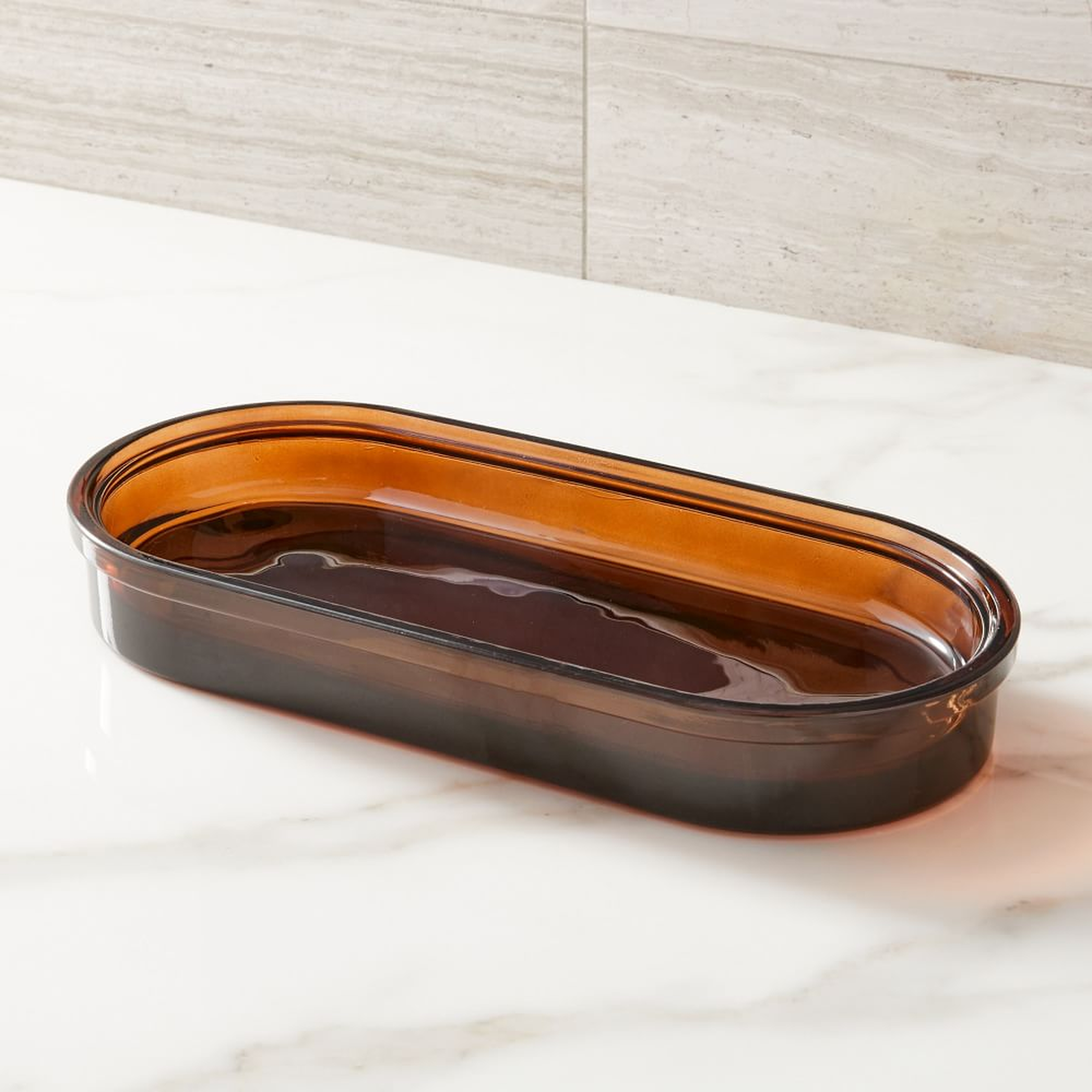 Apothecary Glass Bath Accessories, Amber, Tray - West Elm