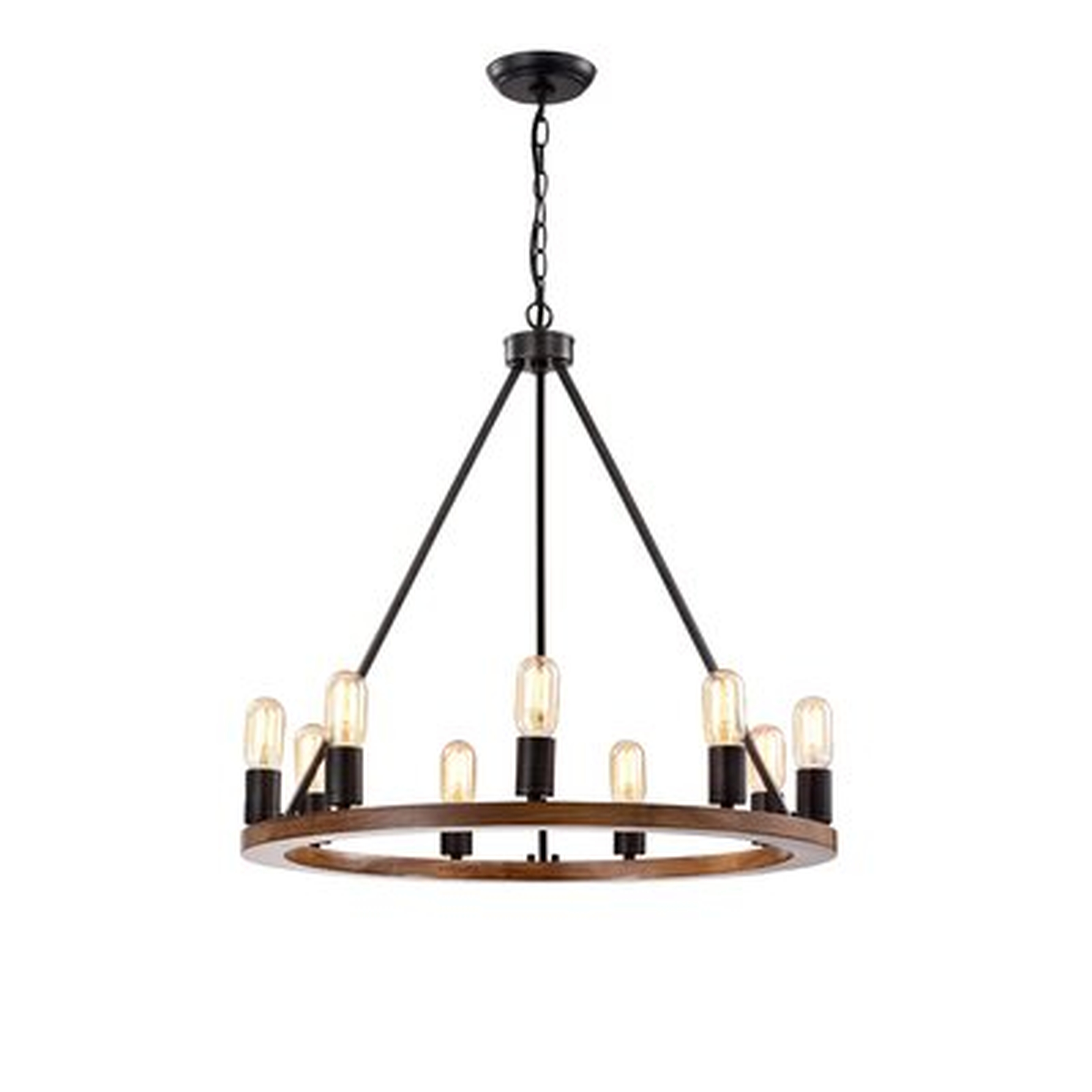 Malila 9-light Natural Wood And Antique Black Metal Round Chandelier Lj-1783-ynb5 - Wayfair