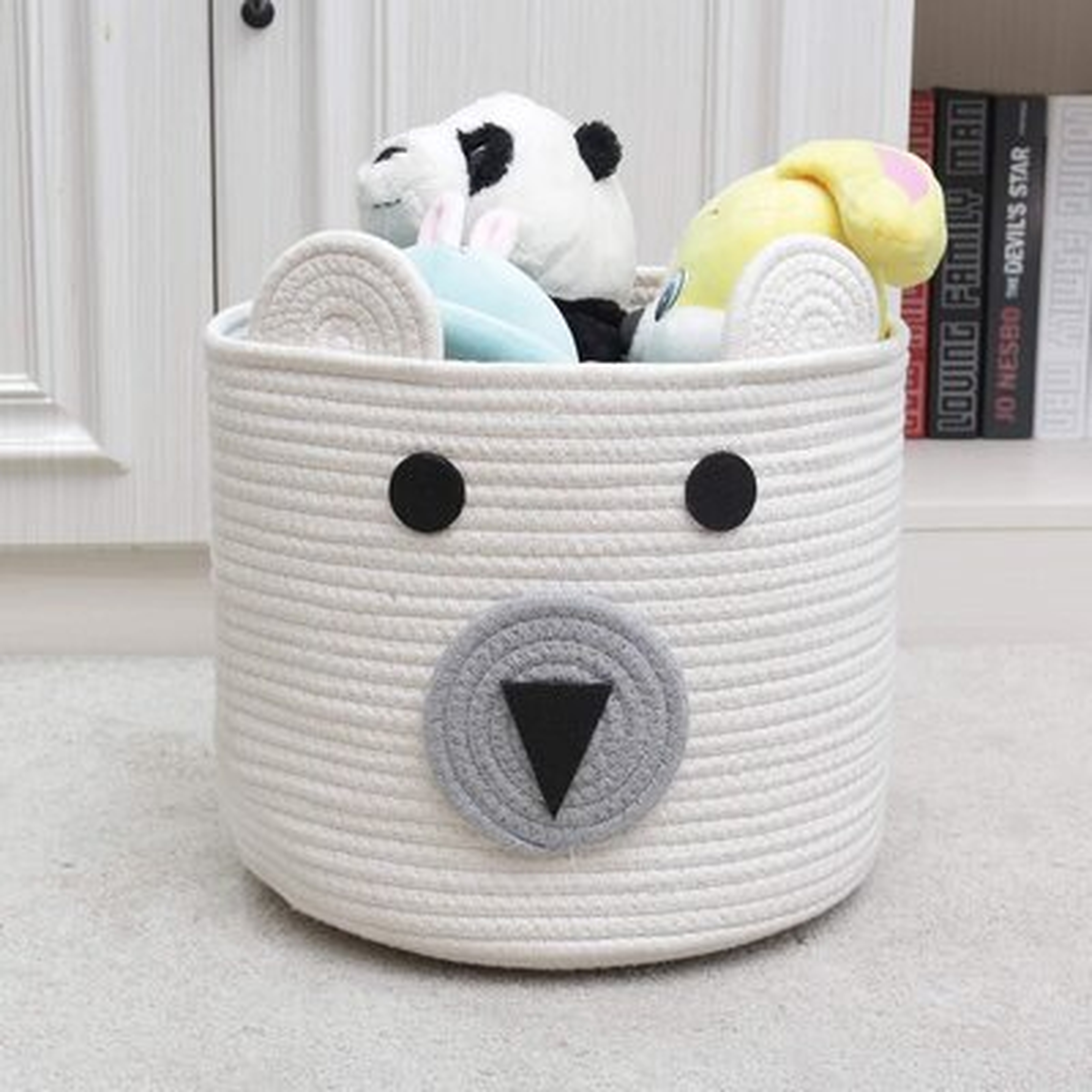 Bear Basket, Toy Storage Bin, Cotton Rope Basket, Woven Laundry Hamper, Cute Storage Basket For Toys, Cloths In Bedroom, Nursery & Living Room - Wayfair