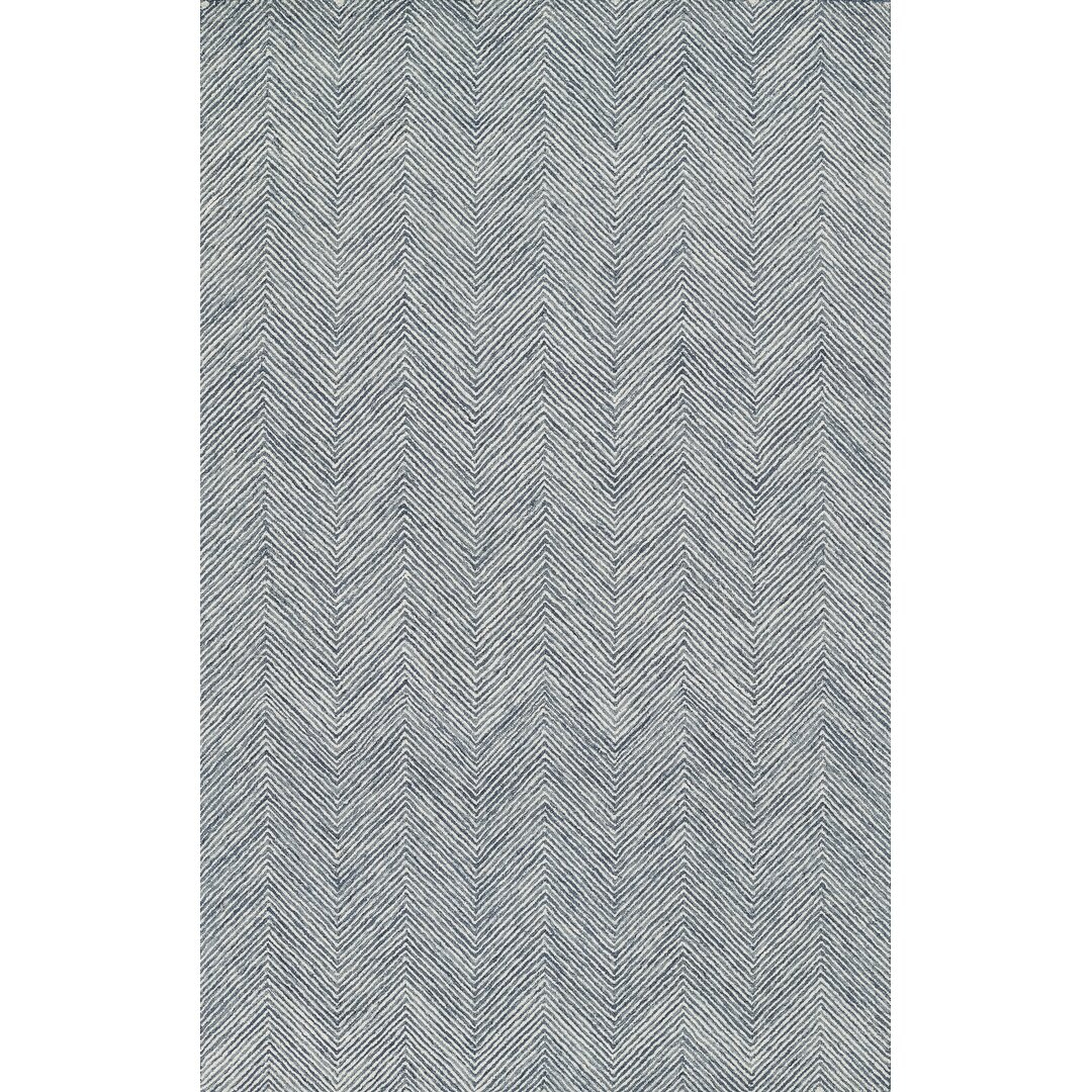 Momeni Chevron Handmade Tufted Wool Blue/Beige Area Rug - Perigold