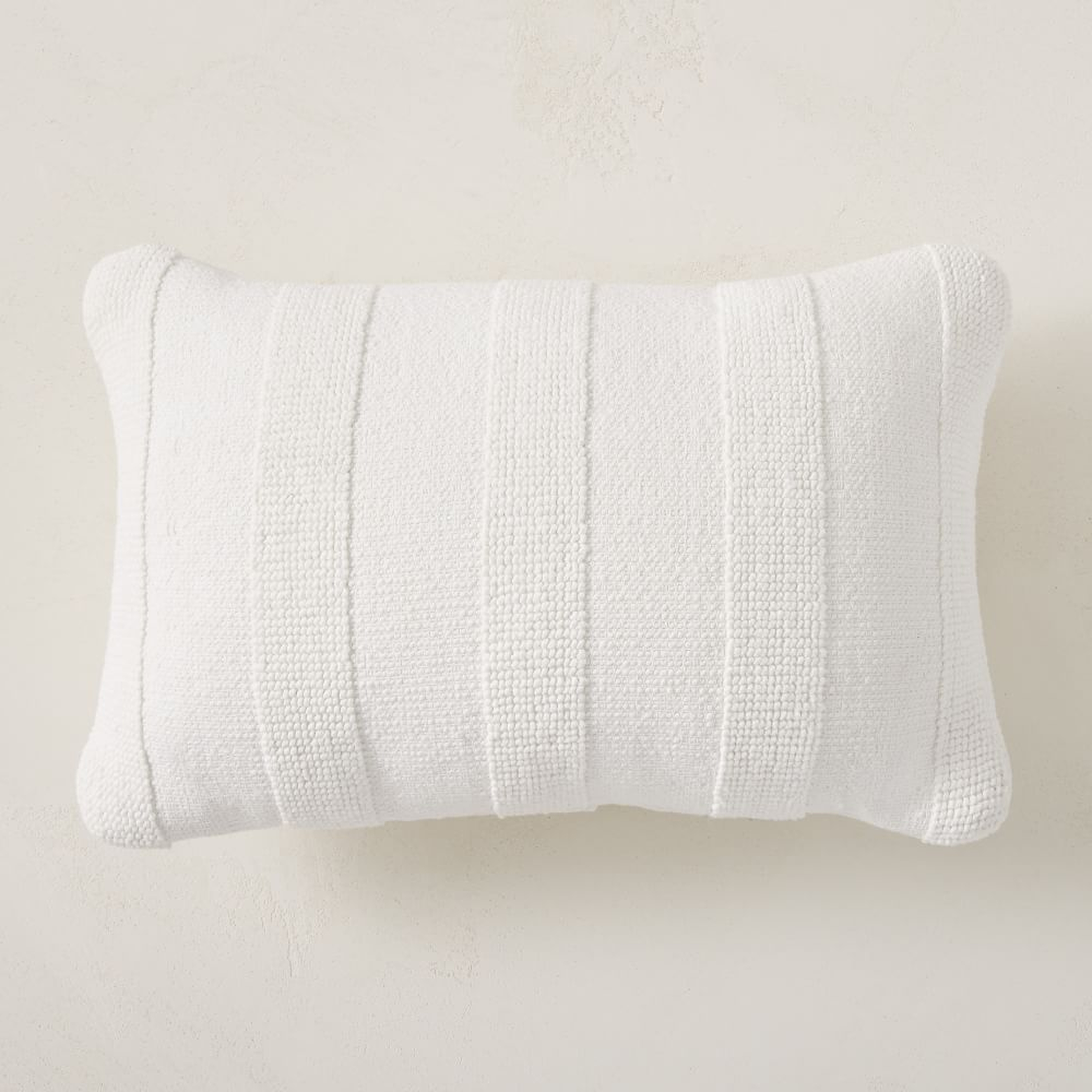 Outdoor Tufted Stripe Pillow, 12"x21", White - West Elm
