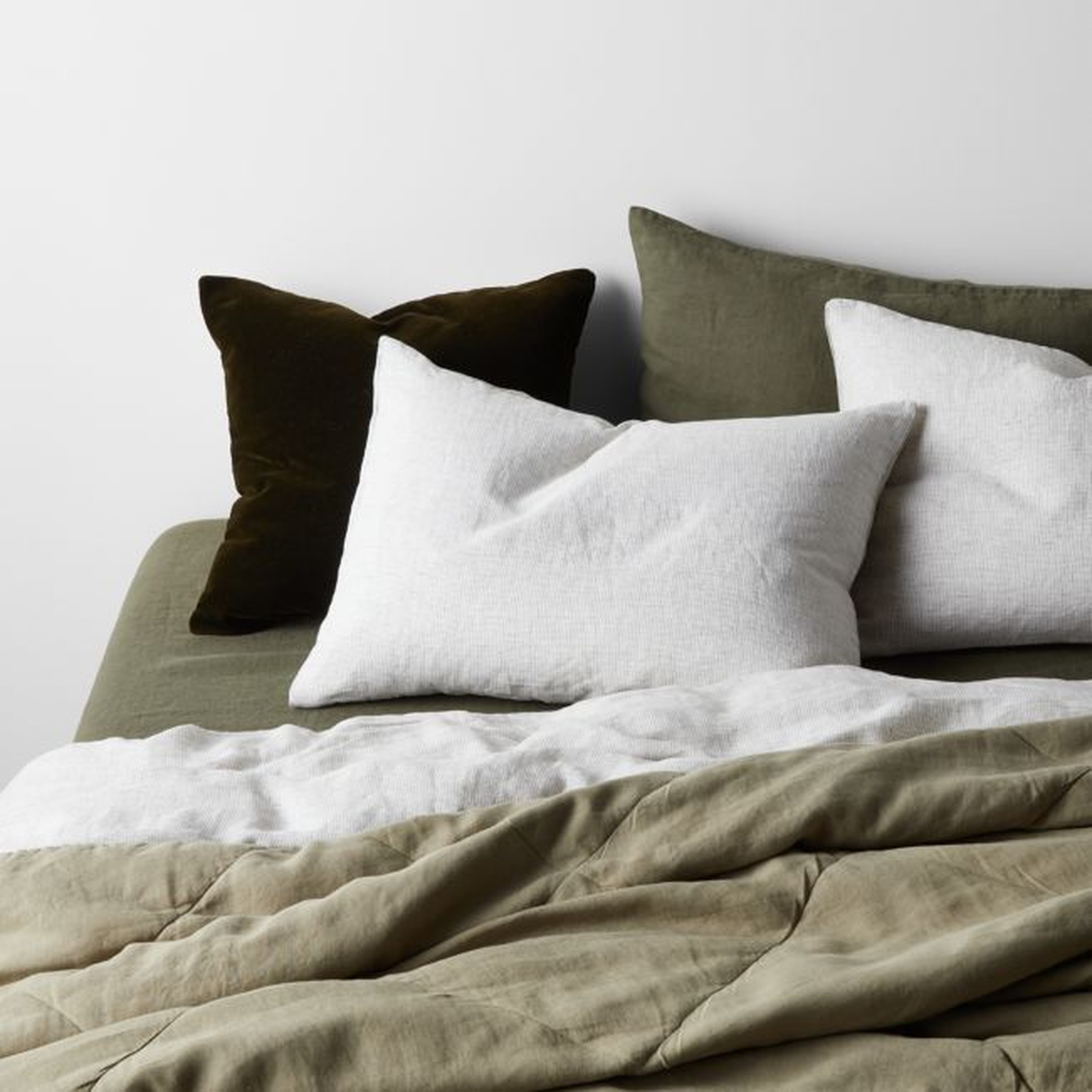 EUROPEAN FLAX ™-Certified Linen Garden Green King Quilt - Crate and Barrel