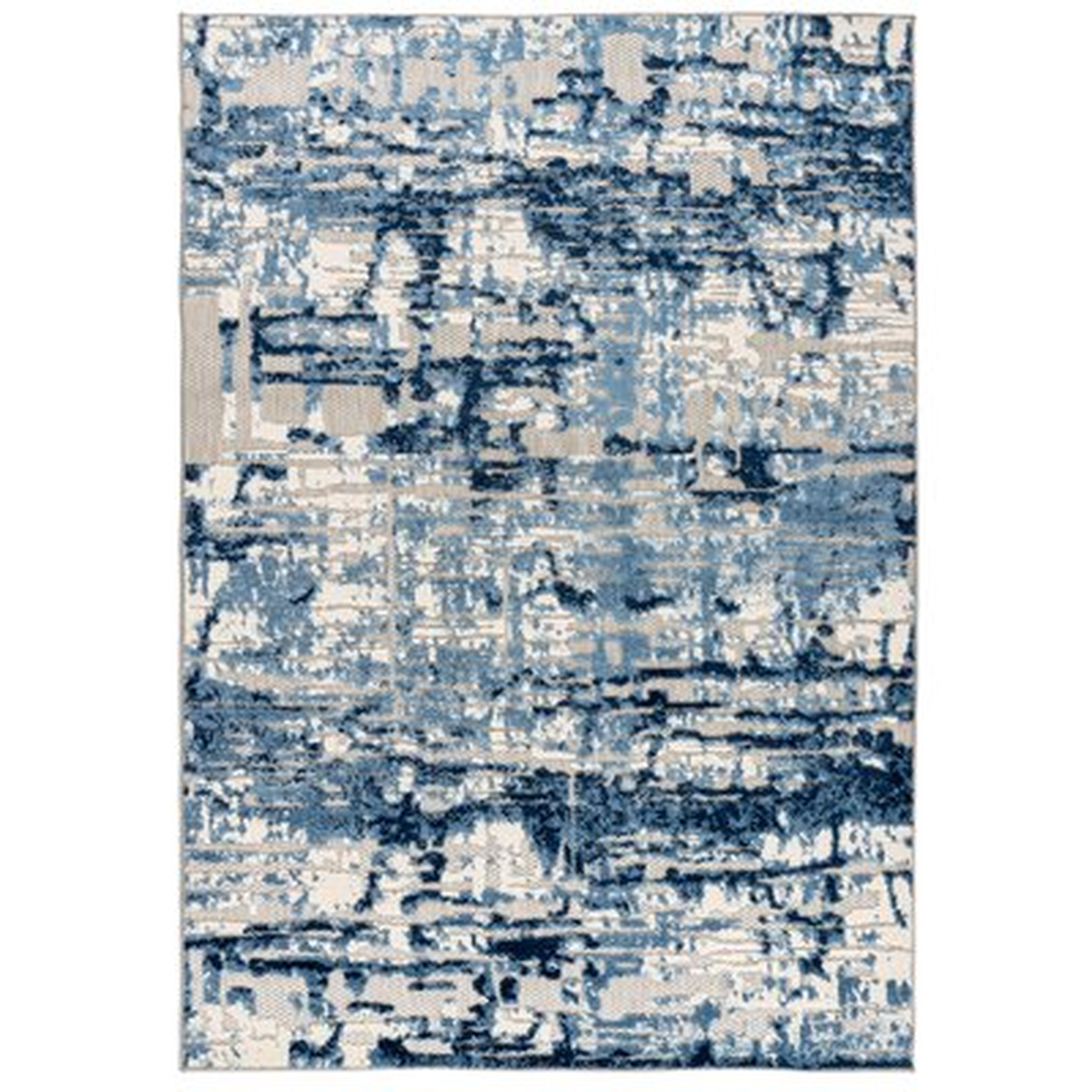 Heston Abstract Navy/White/Blue Indoor / Outdoor Area Rug - Wayfair