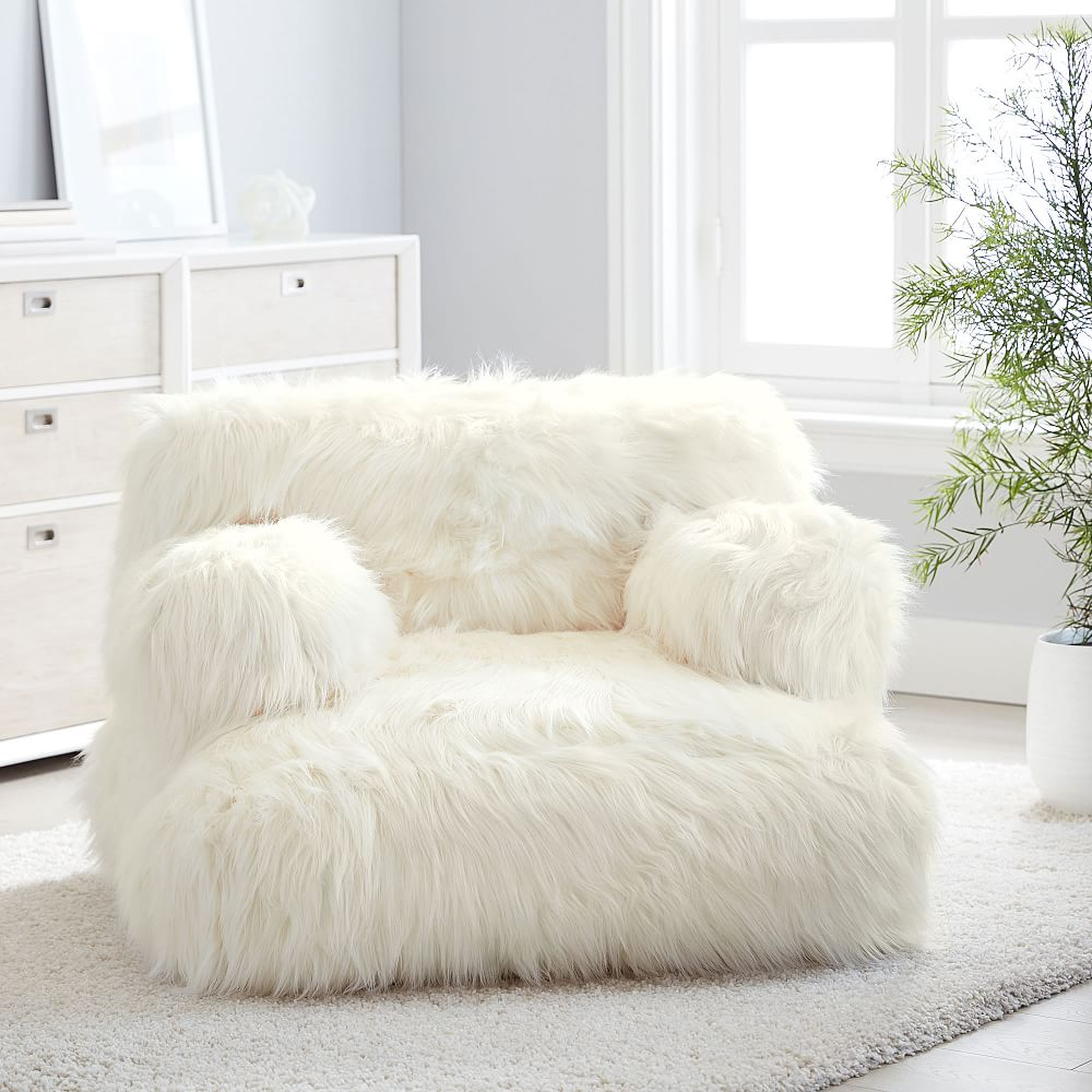 Himalayan Faux-Fur Eco Lounger, Ivory - Pottery Barn Teen