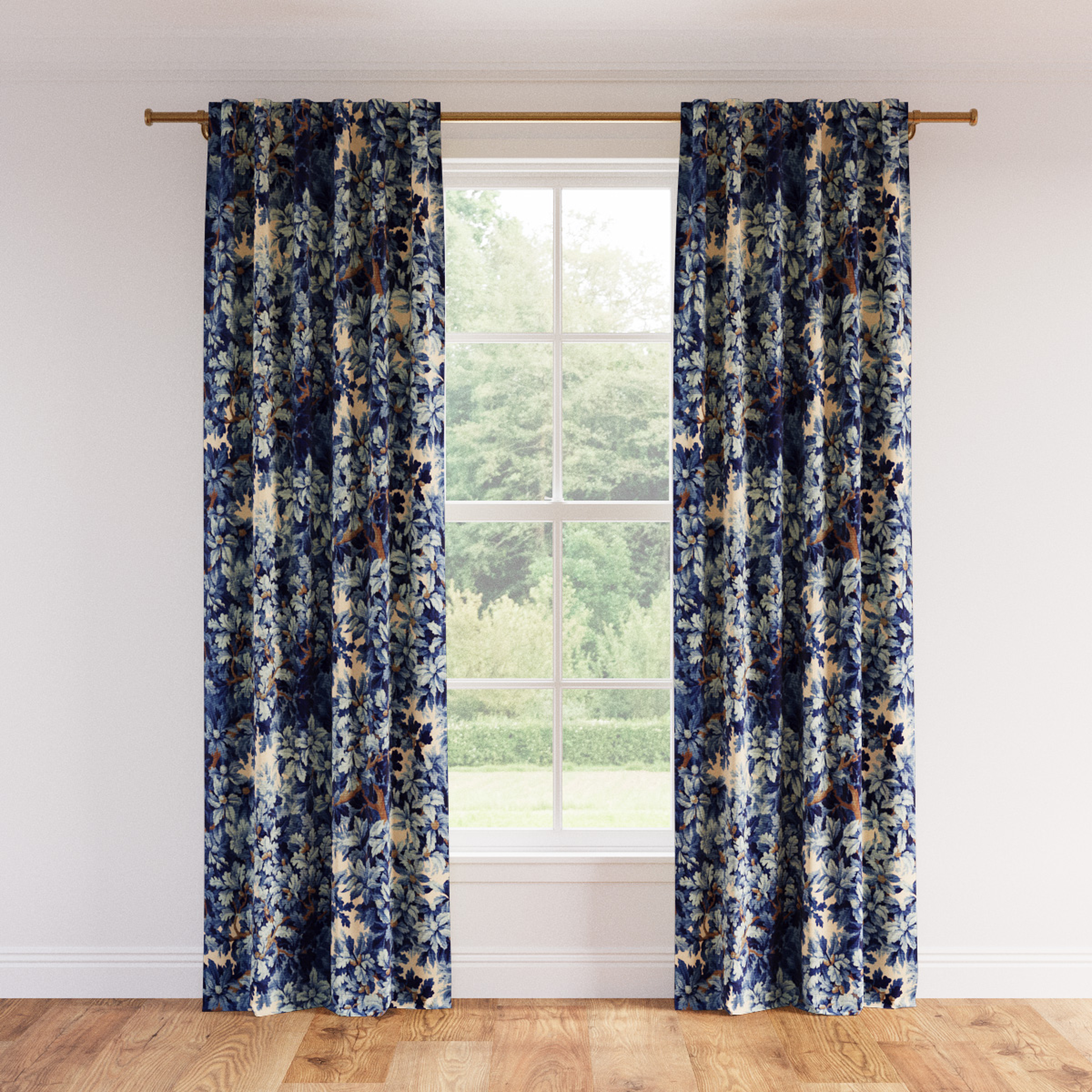 Printed Linen Curtain, Limoges Bois De Chene, 50" x 84", Blackout - The Inside