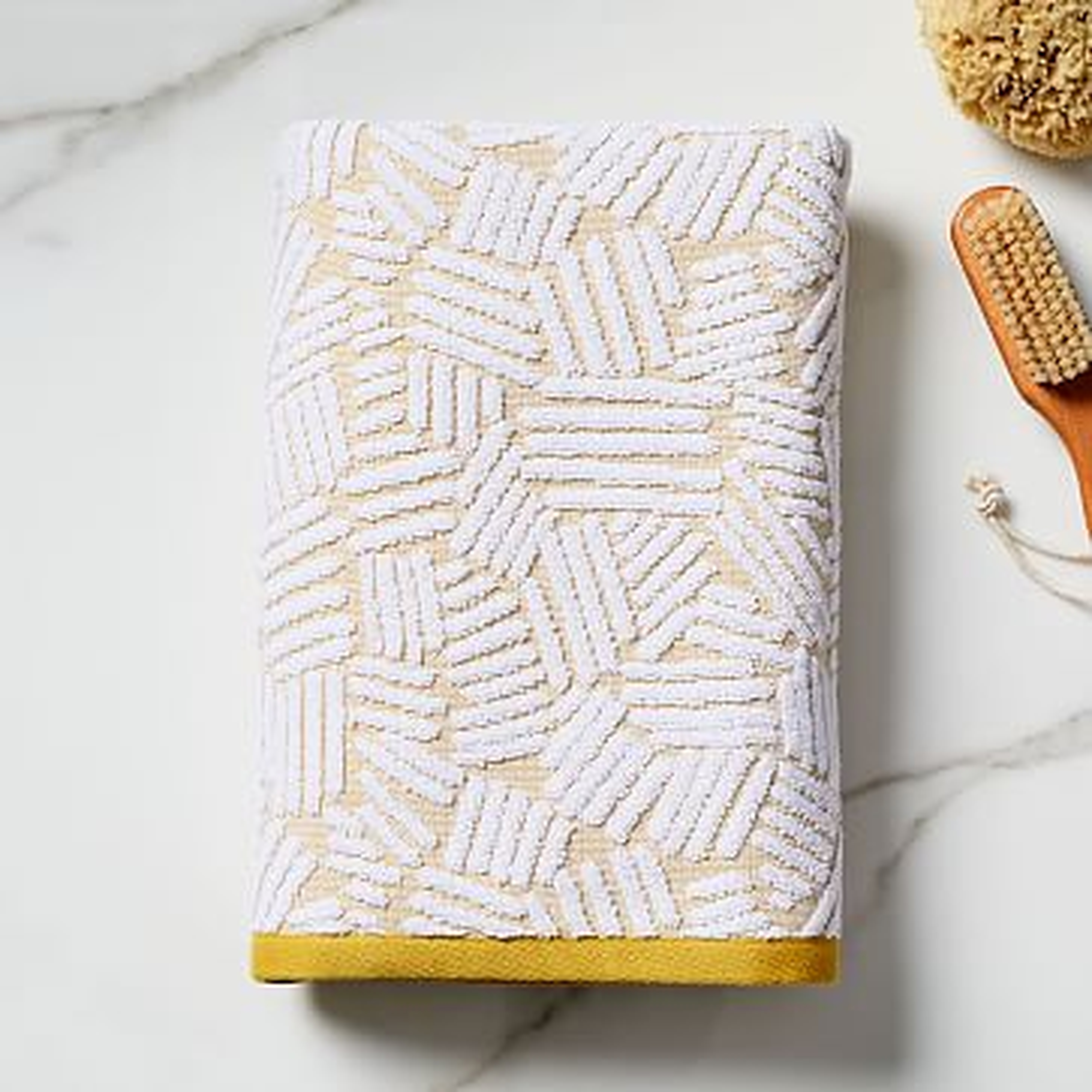 Organic Dashed Lines Sculpted Towel, Bath Towel, Dark Horseradish - West Elm