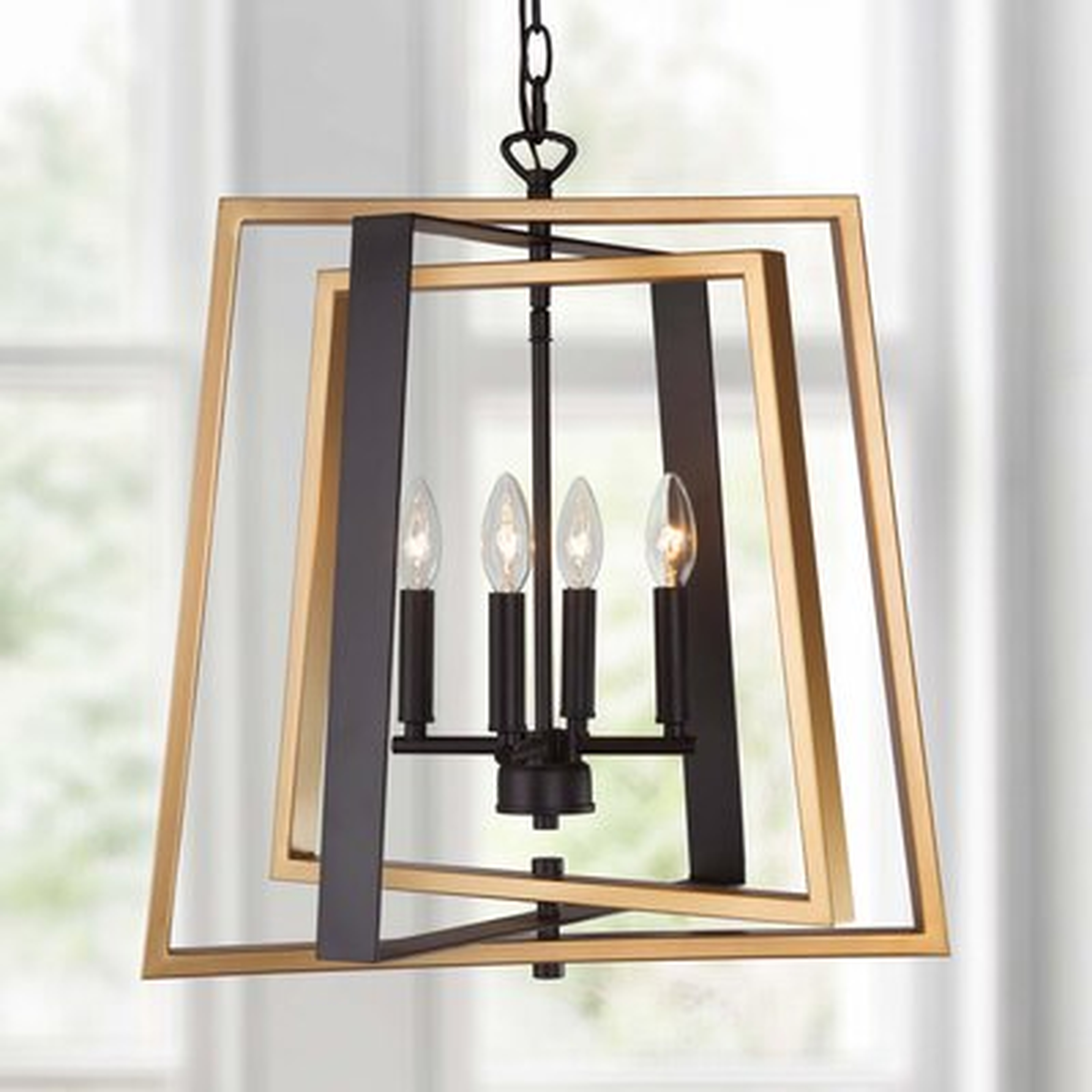 LNC Modern Chandelier Light Fixture, Adjustable Height Golden Lantern Pendant for Dining Room, Kitchen, Hallway and Entryway - Wayfair