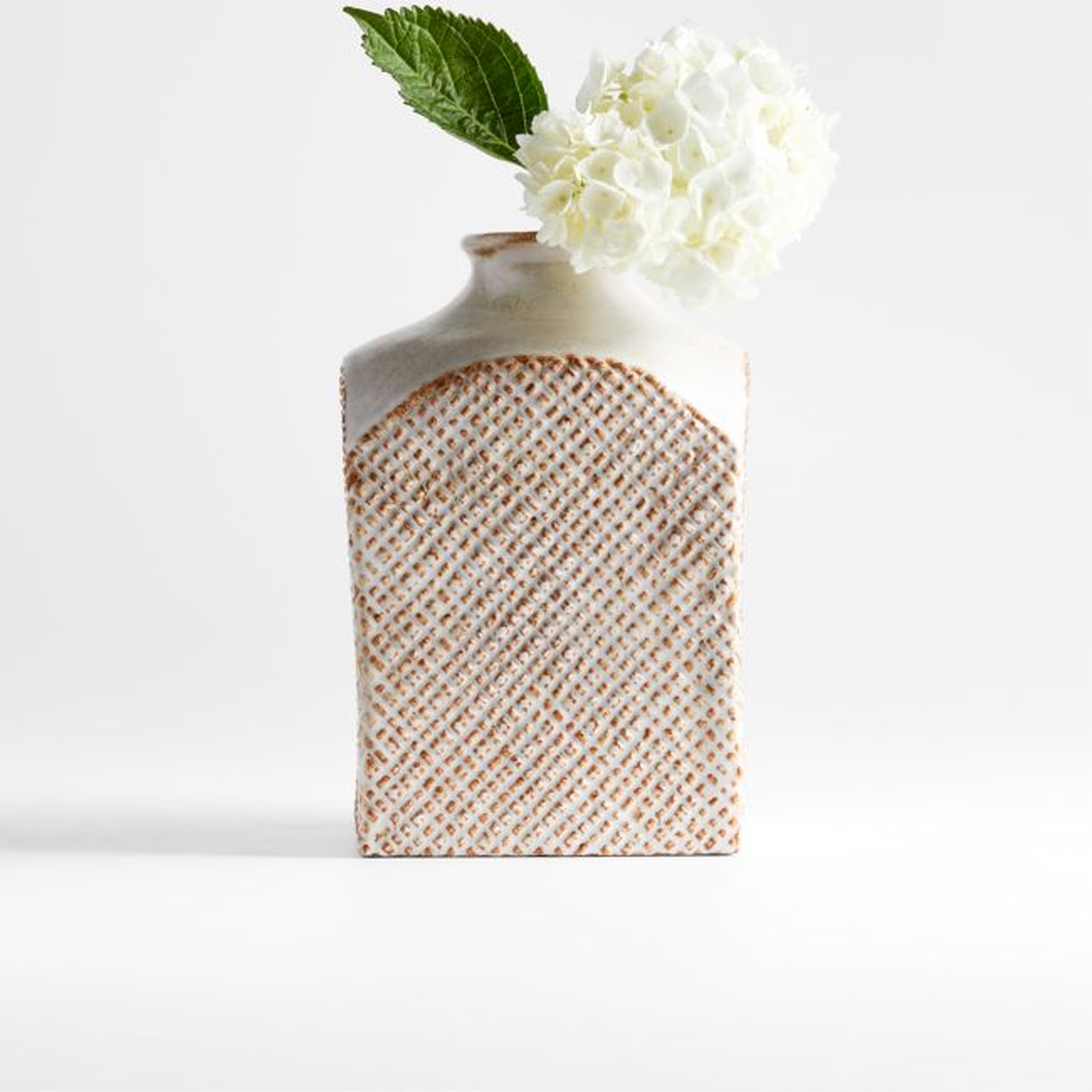 Nikko Small Square Off White Ceramic Vase 9" - Crate and Barrel