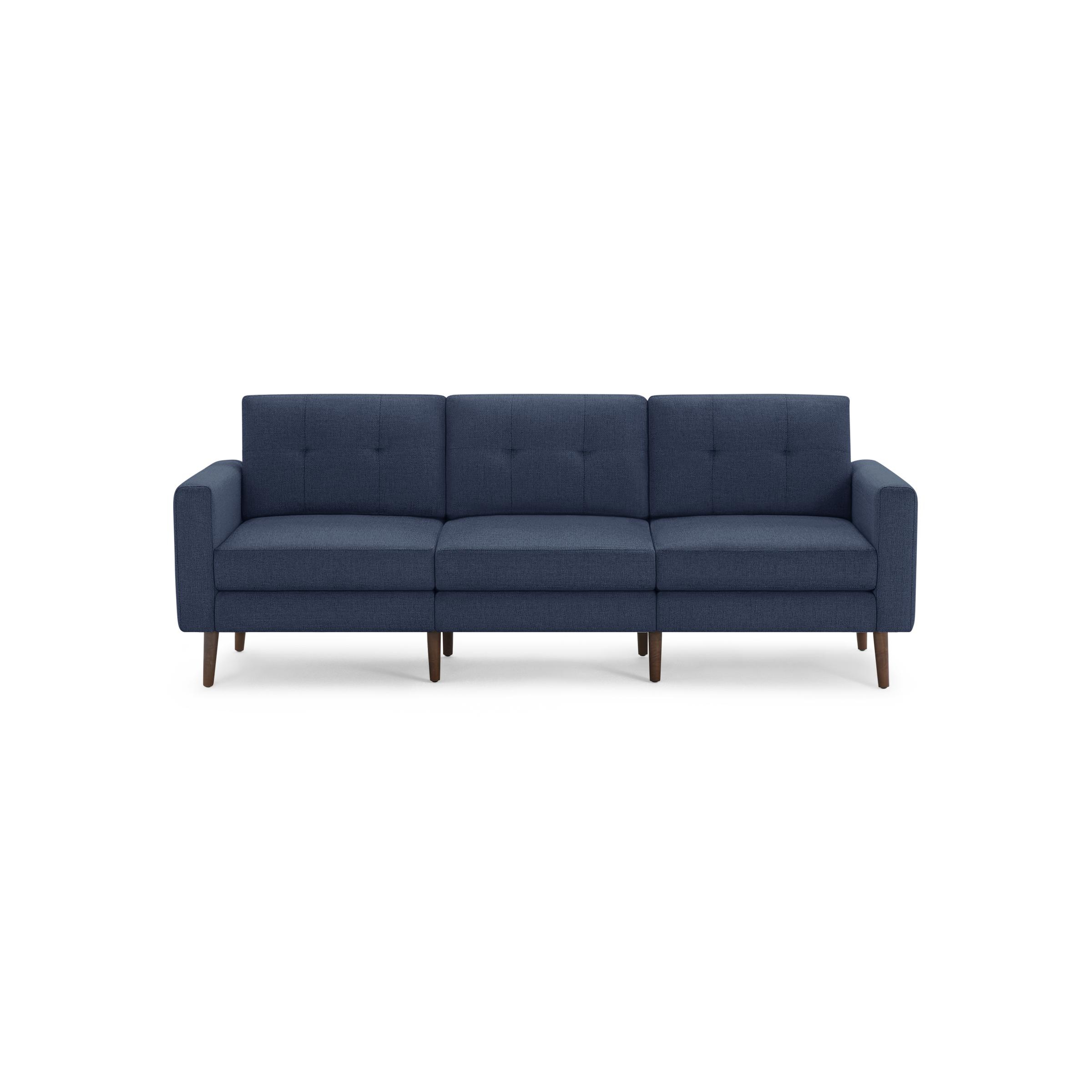The Block Nomad Sofa in Navy Blue, Walnut Legs - Burrow