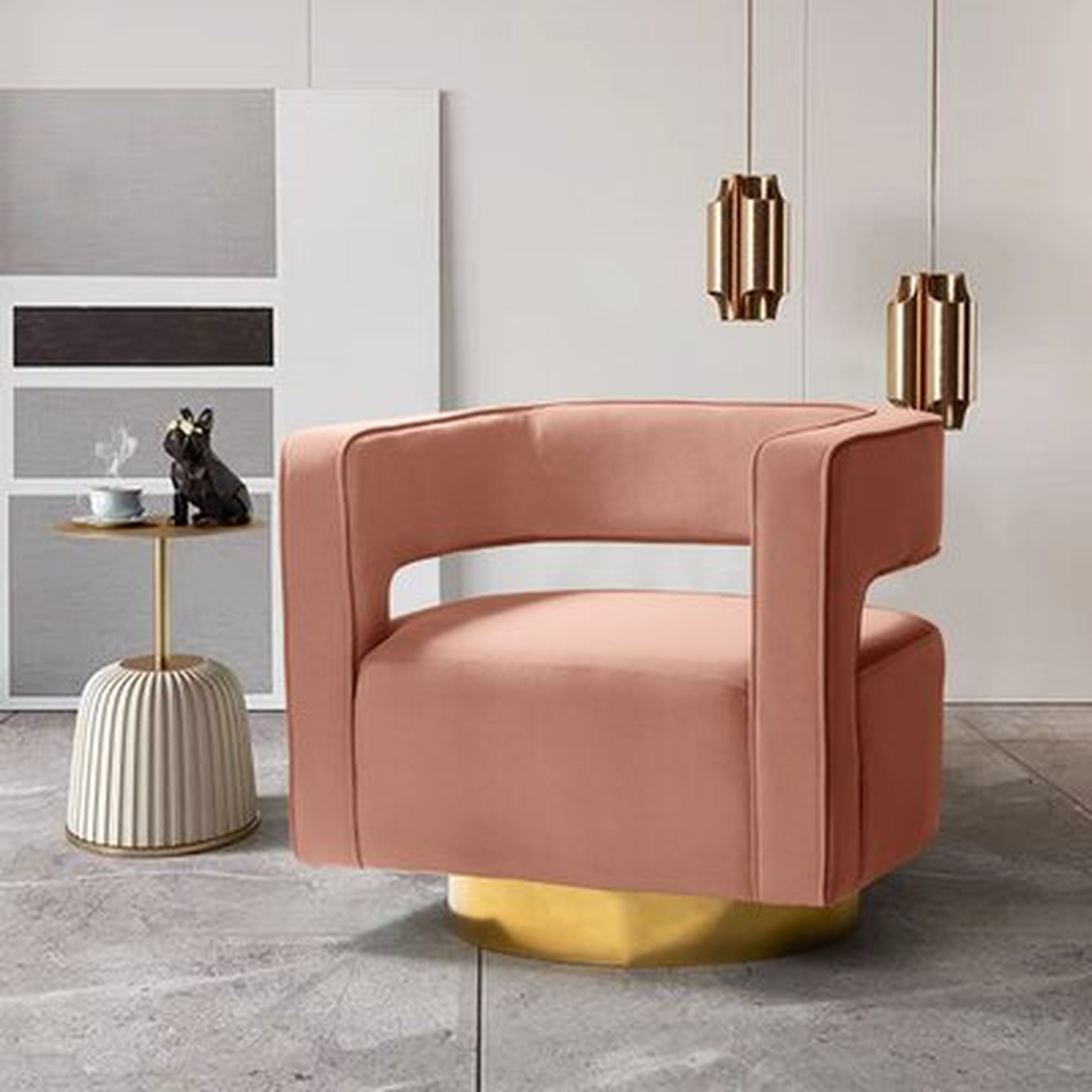 Ramon 29.5" Wide Velvet Swivel Barrel Chair - Wayfair