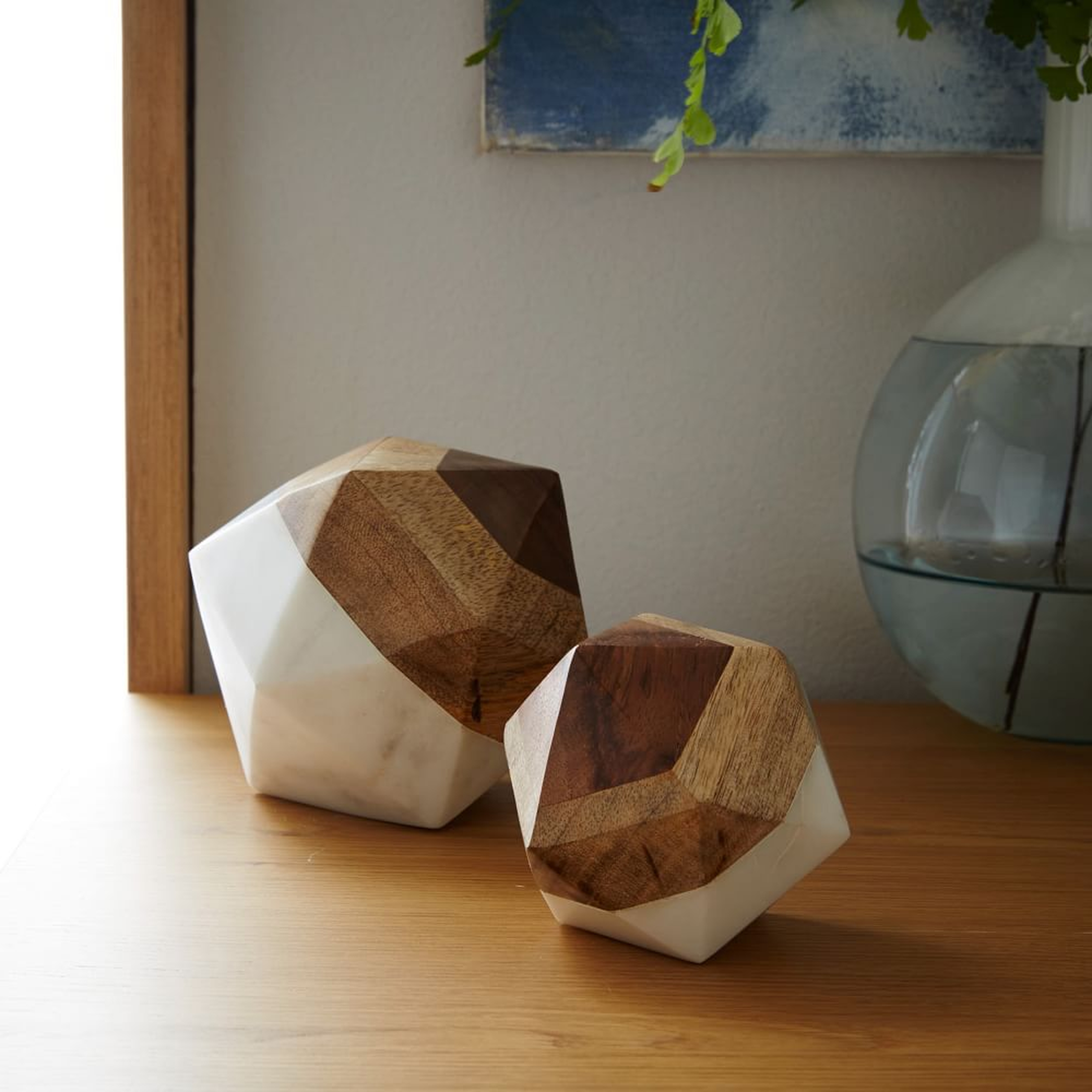 Marble & Wood Object, Small Octahedron - West Elm