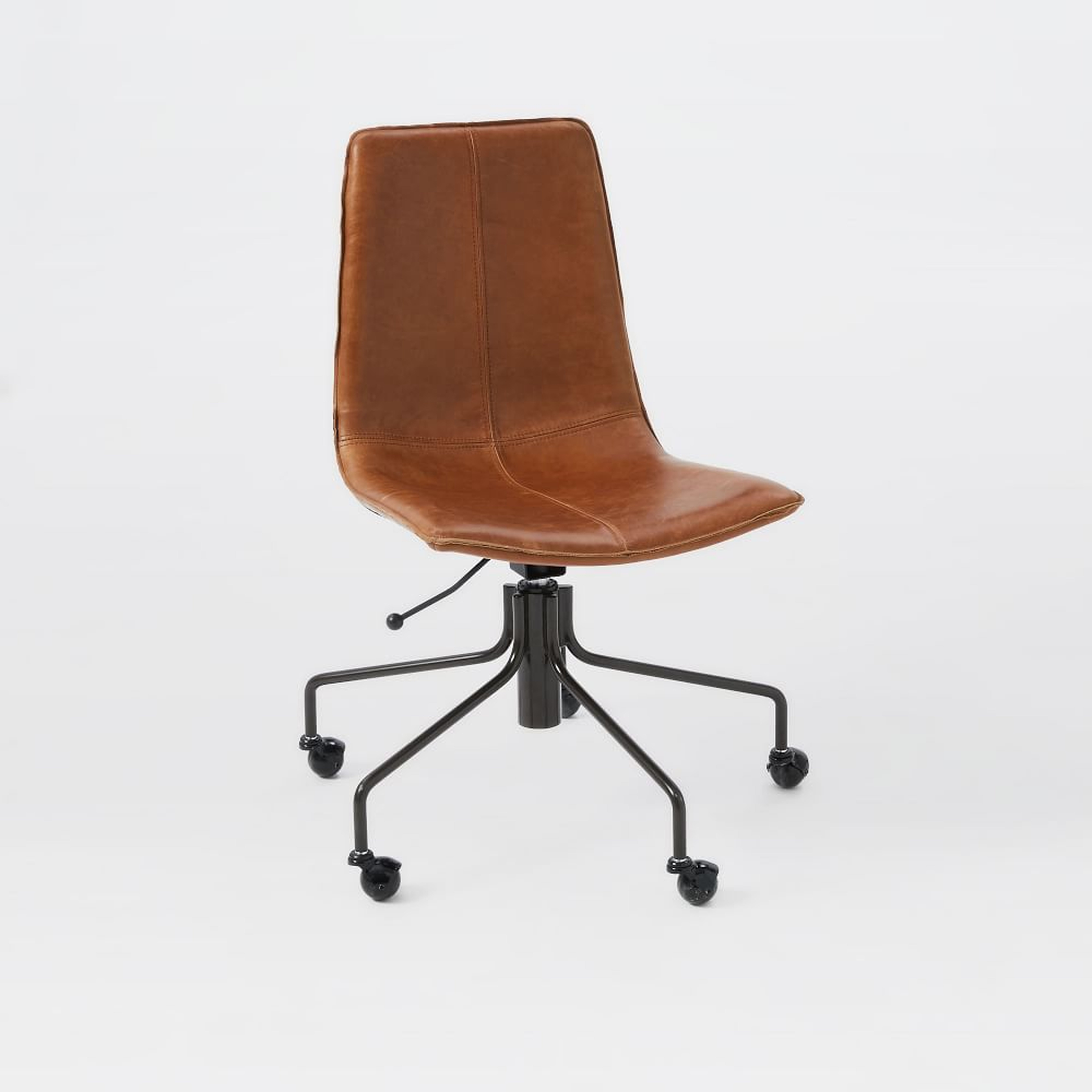 Slope Office Chair, Saddle Leather, Nut - West Elm