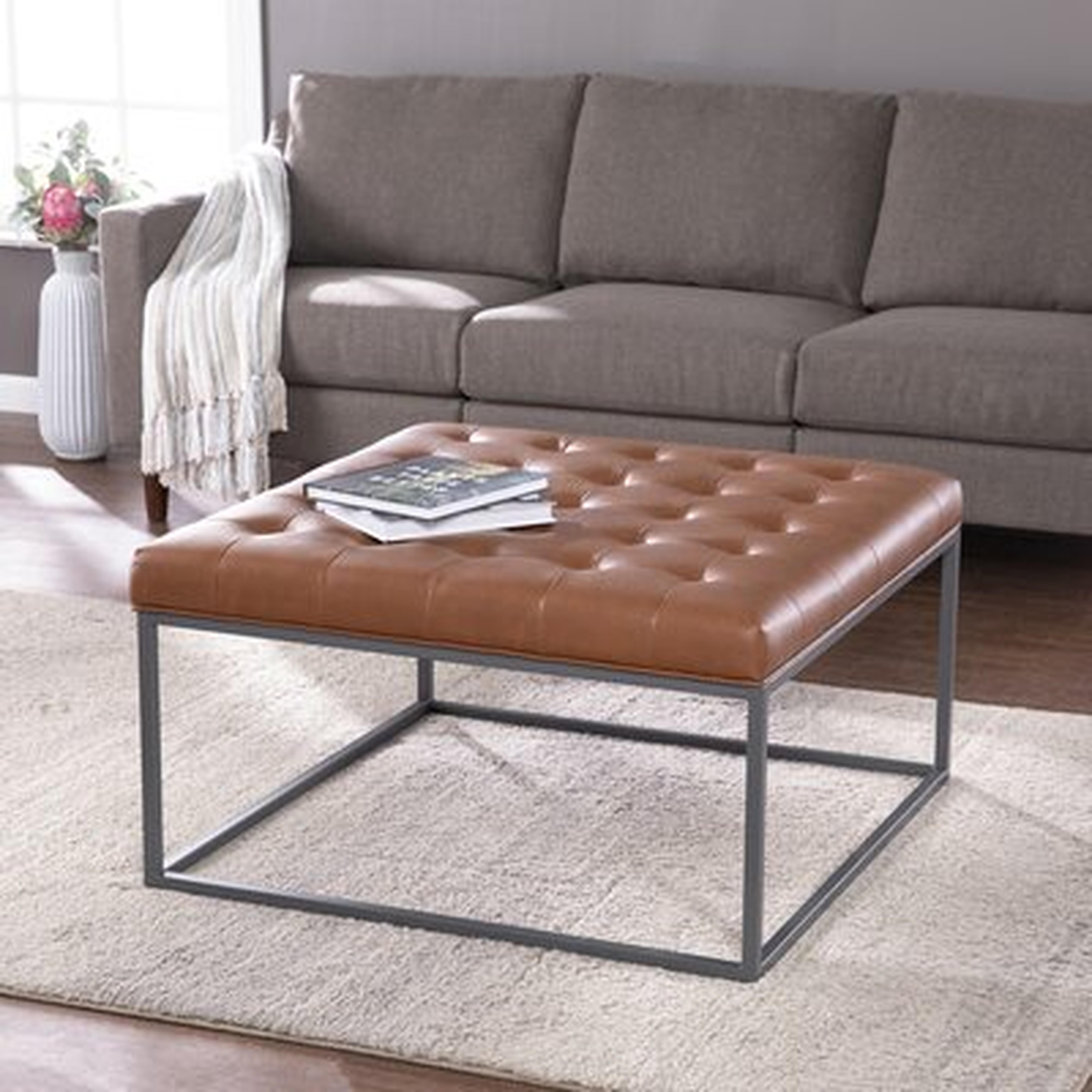 Ciarin Upholstered Cocktail Ottoman, Brown And Gray - Wayfair